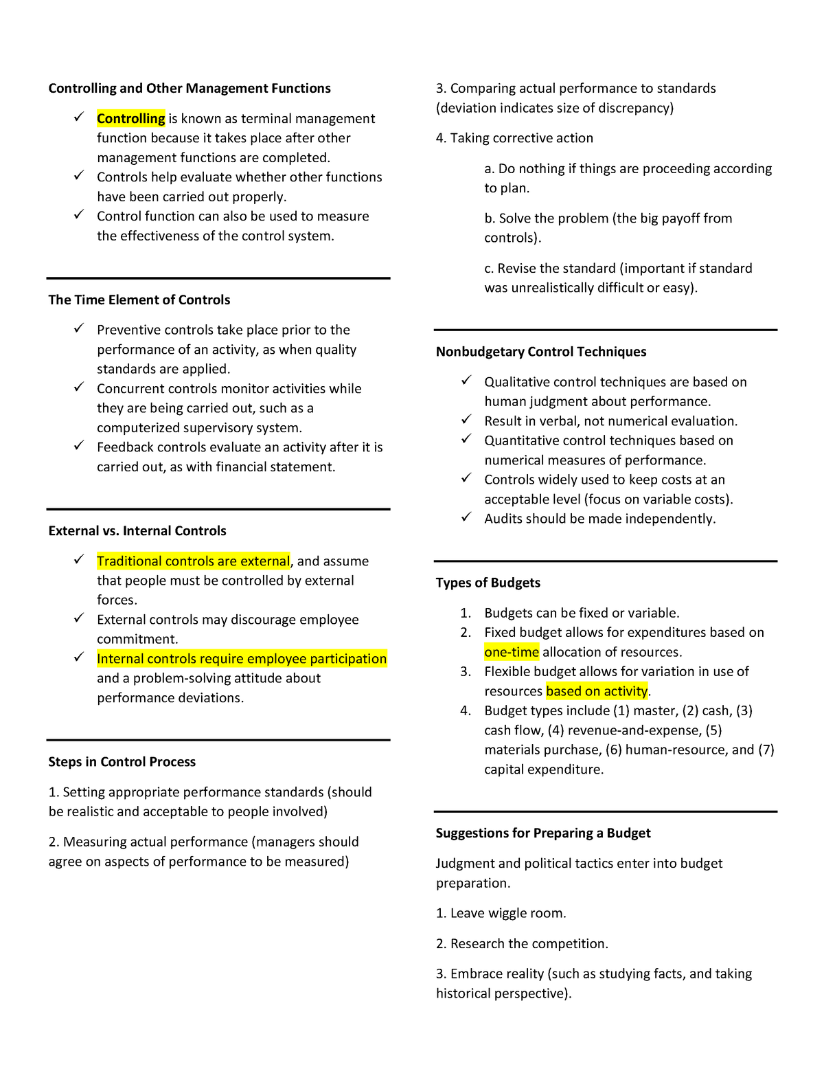 Controlling - Controls Help Evaluate Whether Other Functions Have Been ...