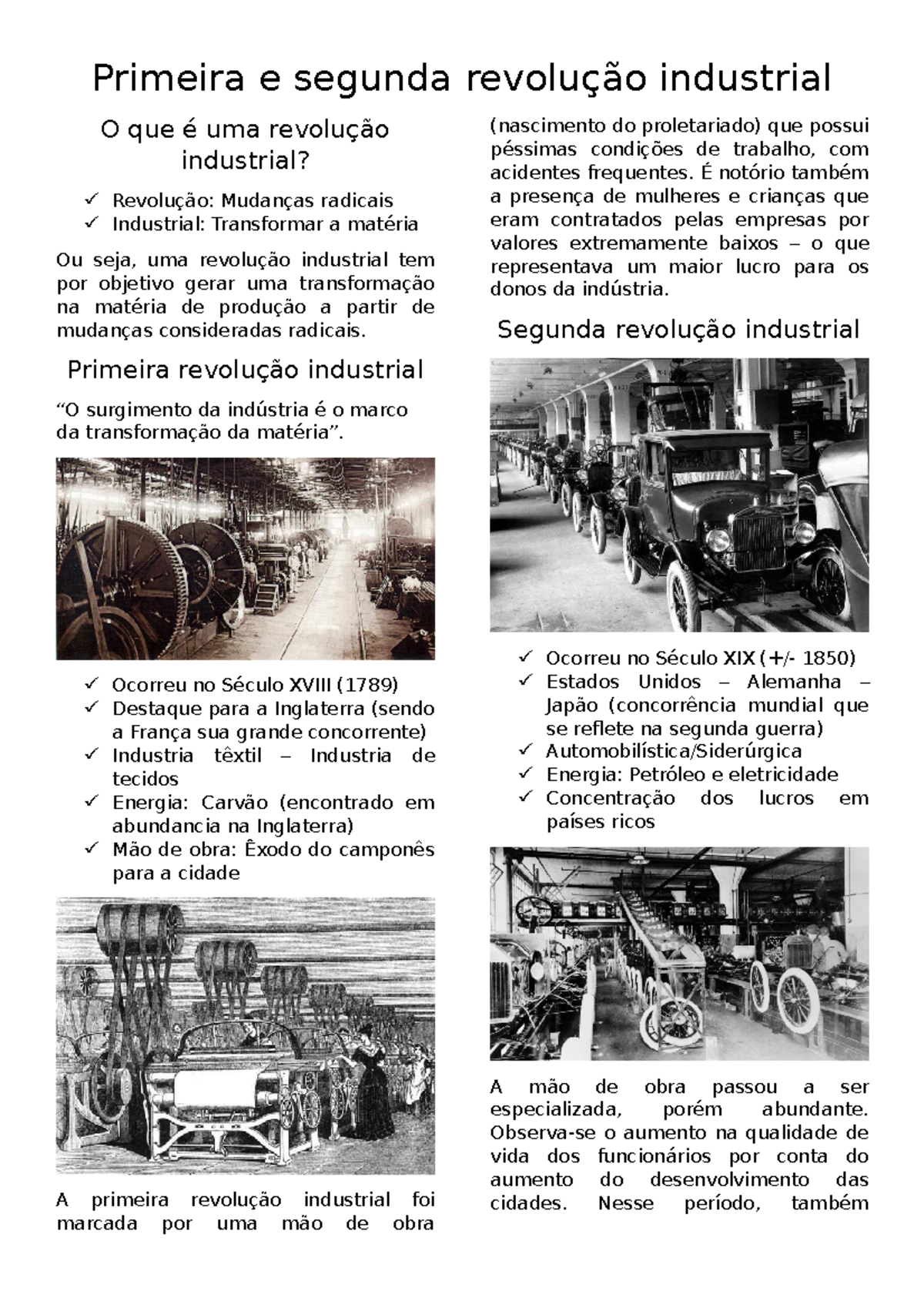 Primeira e segunda revolução industrial - Primeira revolução industrial ...