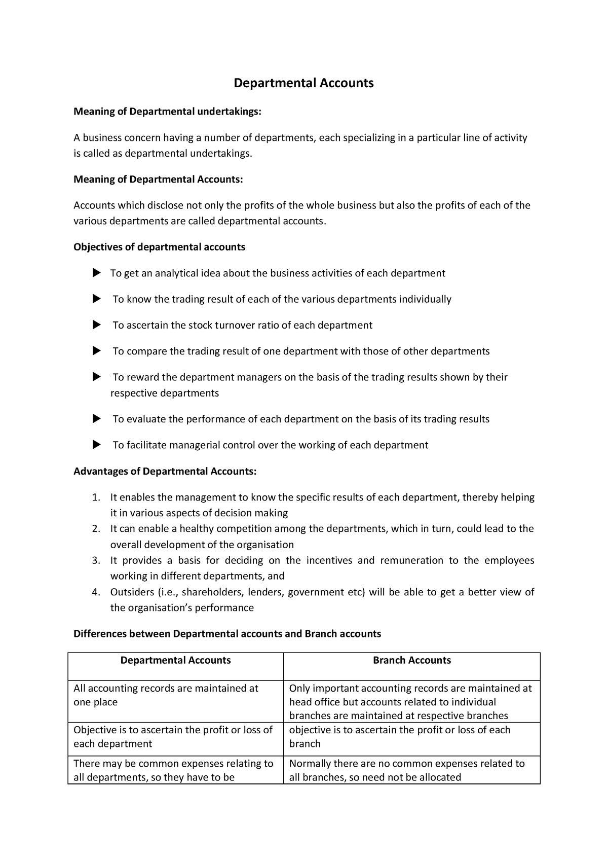 Departmental Accounting - Departmental Accounts Meaning Of Departmental ...