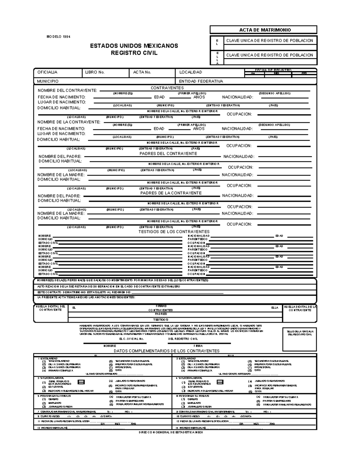 Actas Mat94 - Mantención - ACTA DE MATRIMONIO CLAVE UNICA DE REGISTRO ...