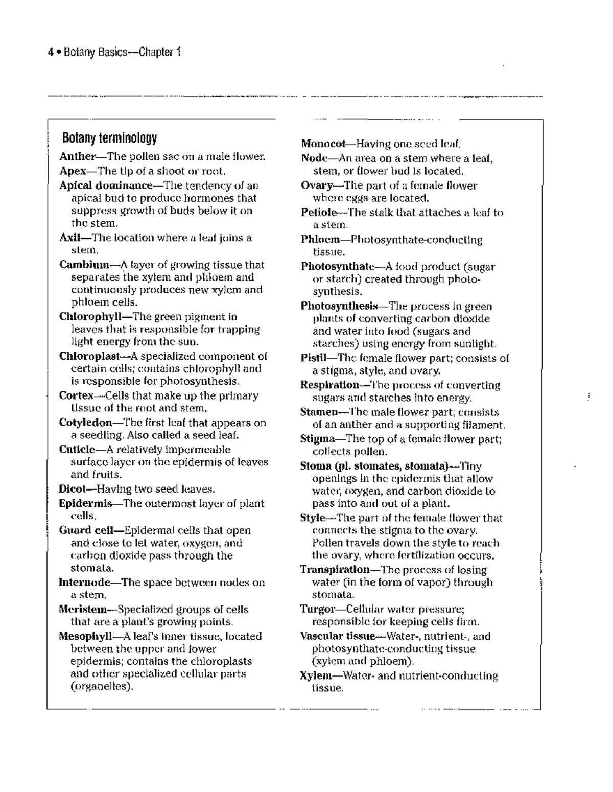 Botany Basics Chapter 1 4 • Botany BasicsChapter 1 Botany
