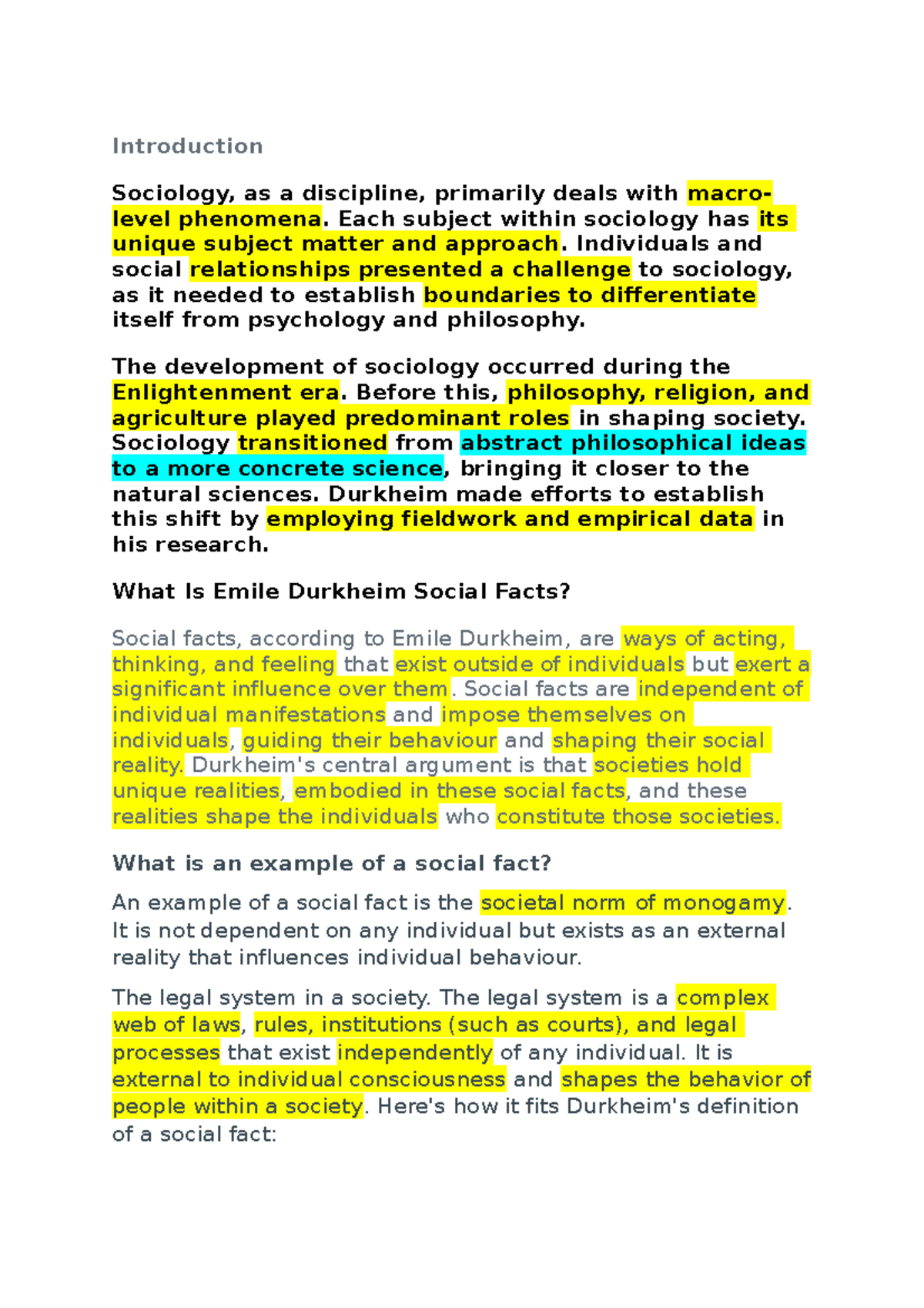 Emile Durkheim's social fact and 5 rules. - Introduction Sociology, as ...
