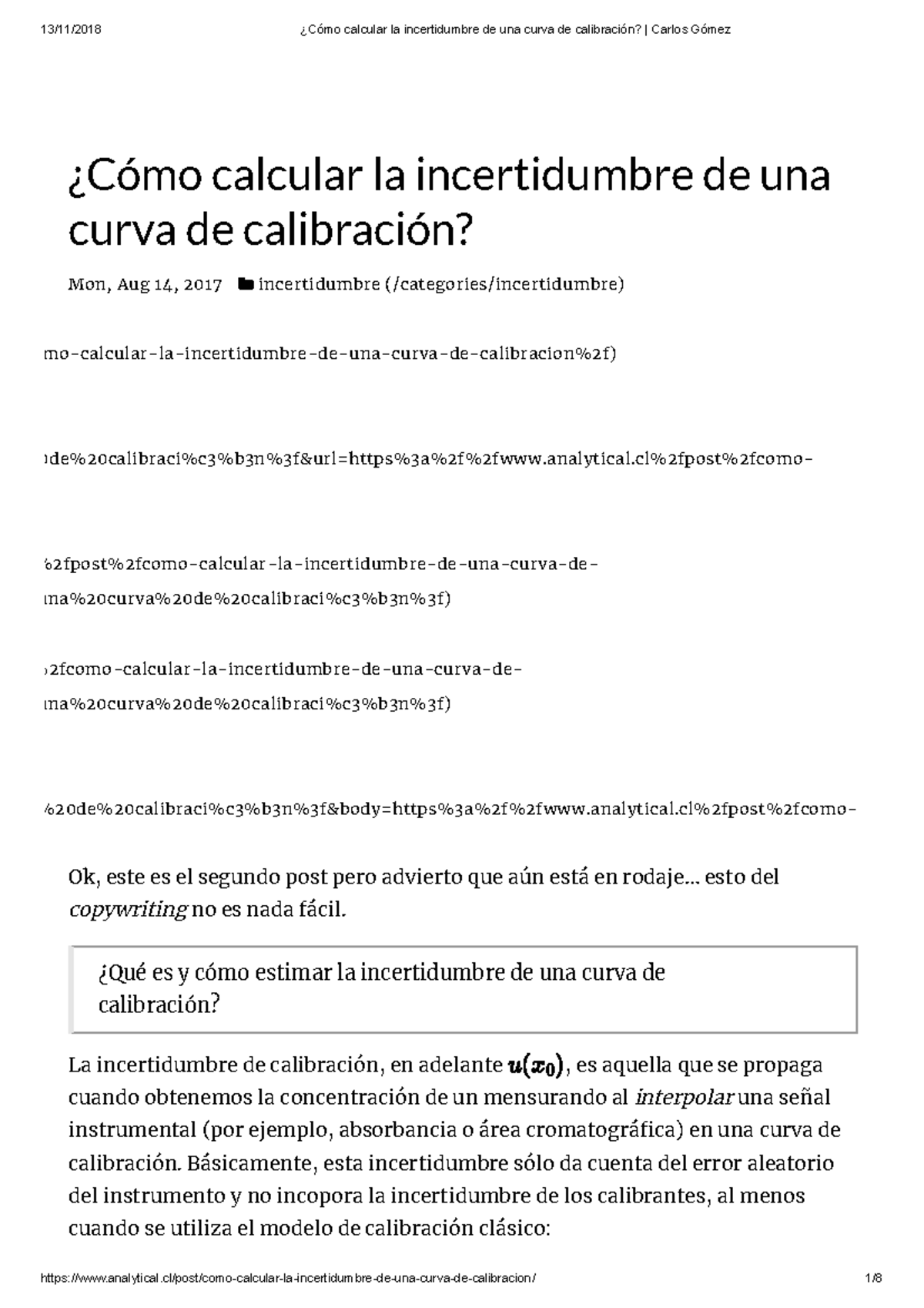 ¿Cómo calcular la incertidumbre de una curva de calibración - 13/11 ...