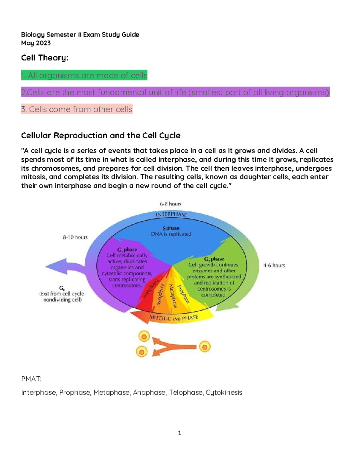 Copy of Biology Semester II Study Guide May 2023 - Biology Semester II ...