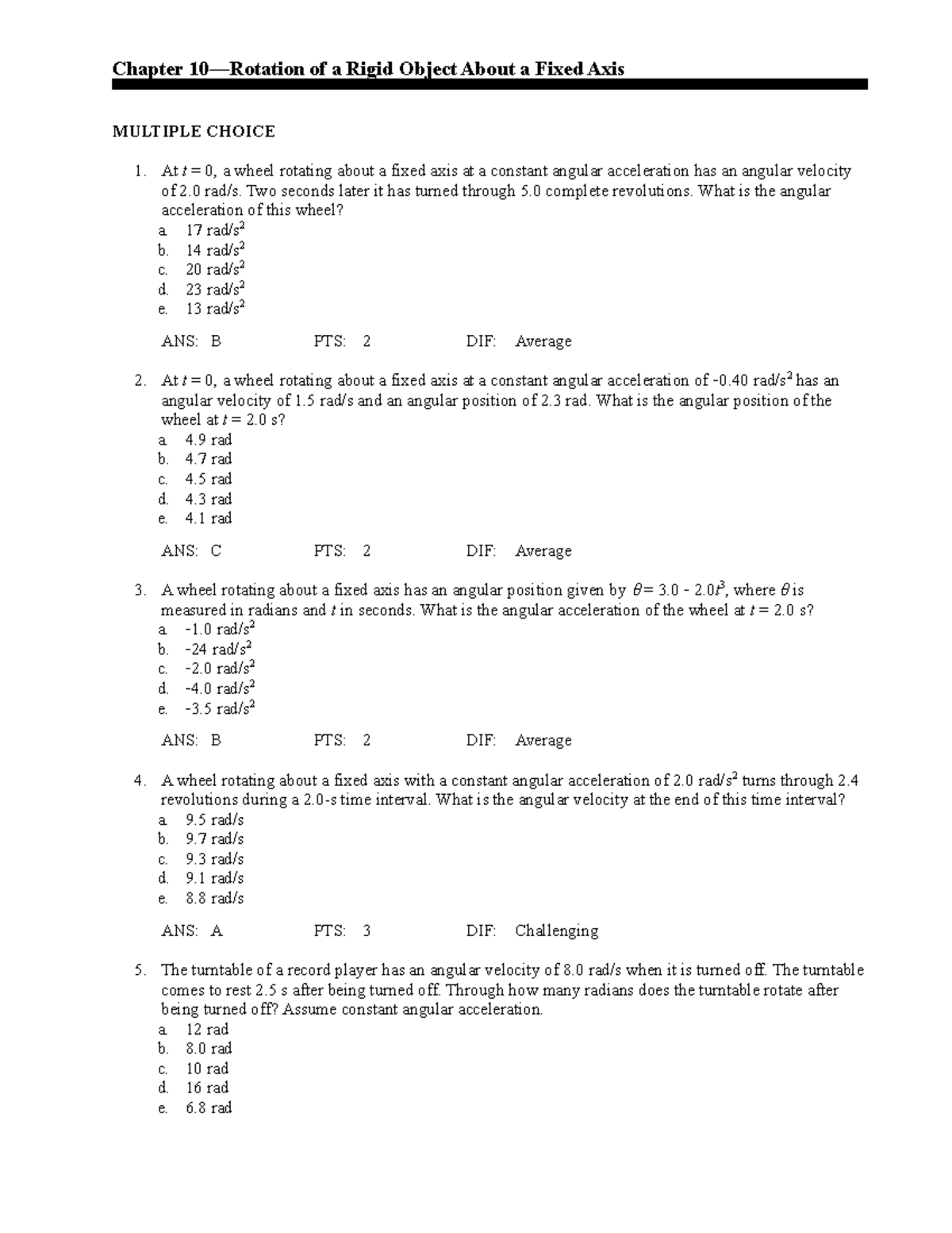 Testbank chapter 10 - Newton's Second Law of Motion - Chapter 10 ...