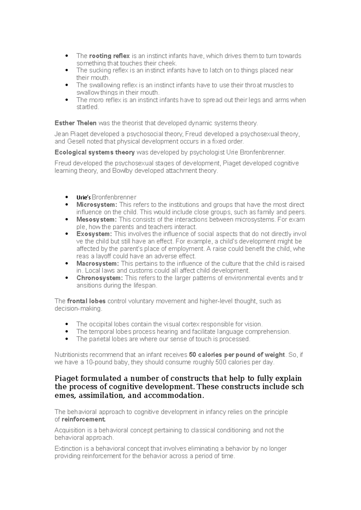 Week 2 edapt notes The rooting reflex is an instinct infants have