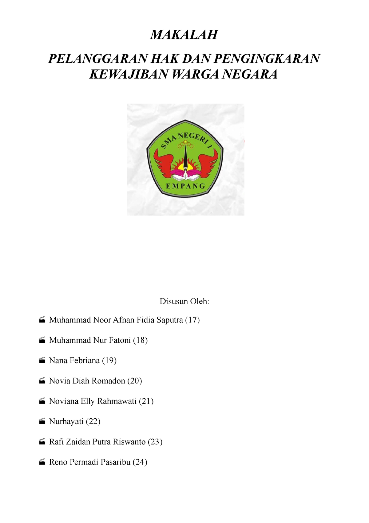 Makalah - 12345 - MAKALAH PELANGGARAN HAK DAN PENGINGKARAN KEWAJIBAN ...