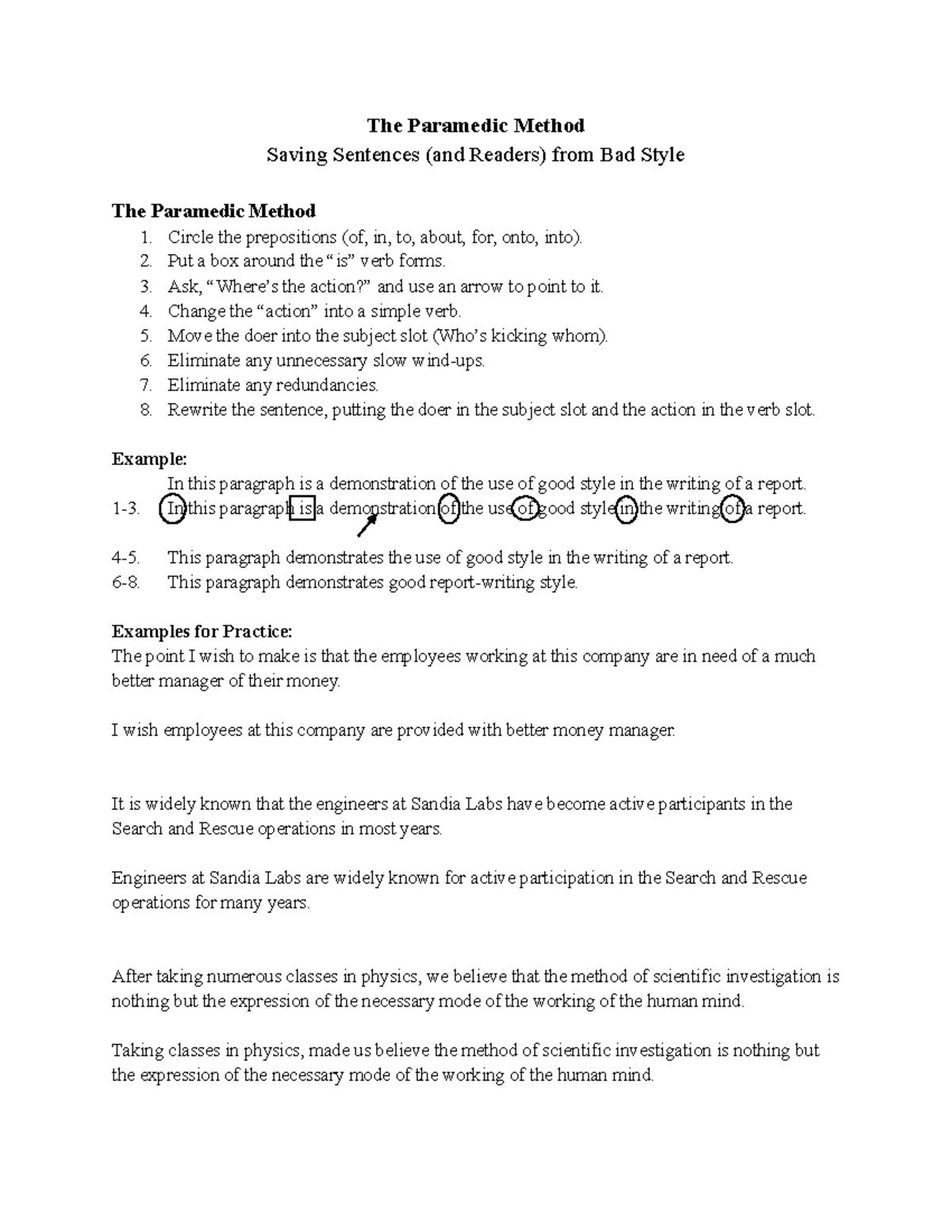 Paramedic Method worksheet Done The Paramedic Method Saving Sentences
