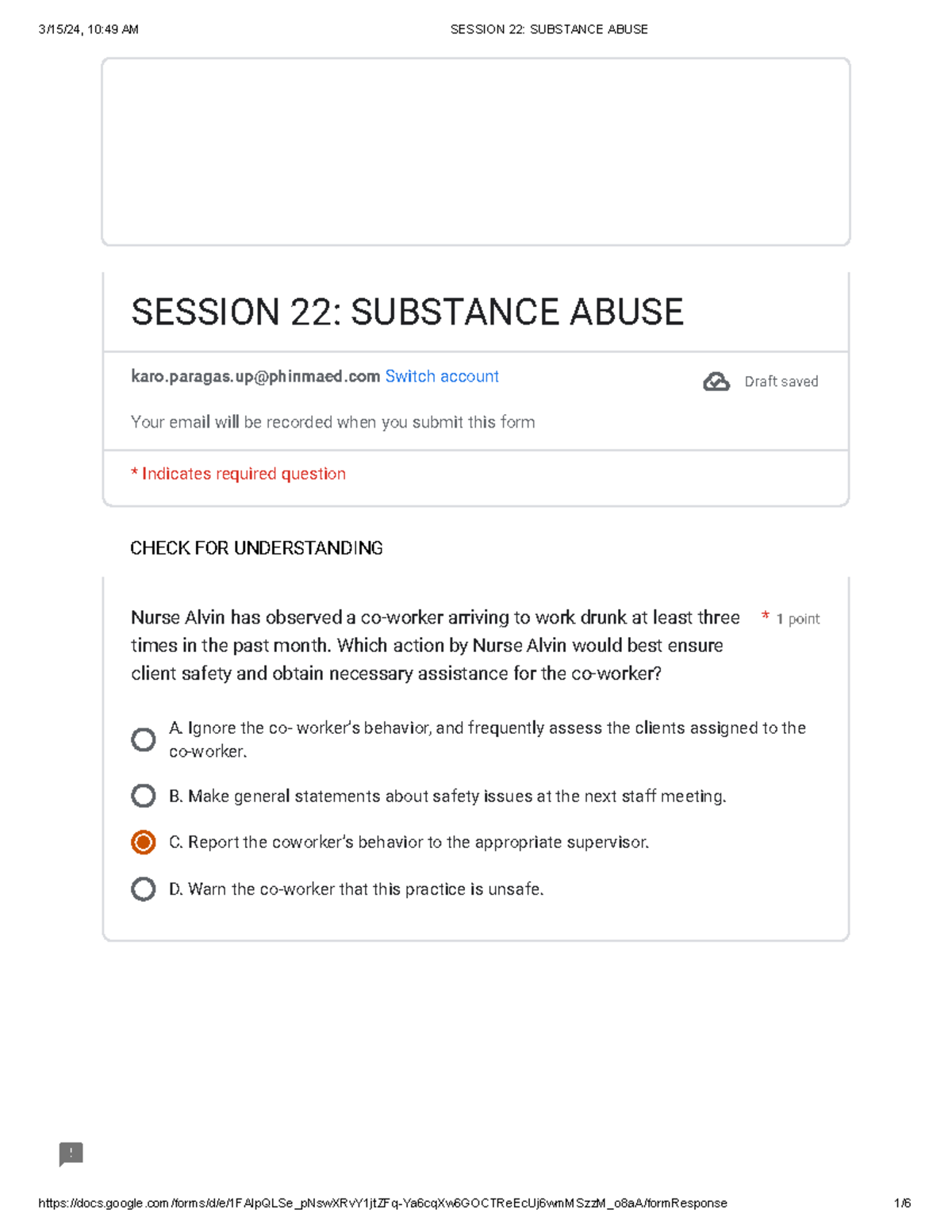 Session-22 - Substance- Abuse - CHECK FOR UNDERSTANDING 1 point A ...