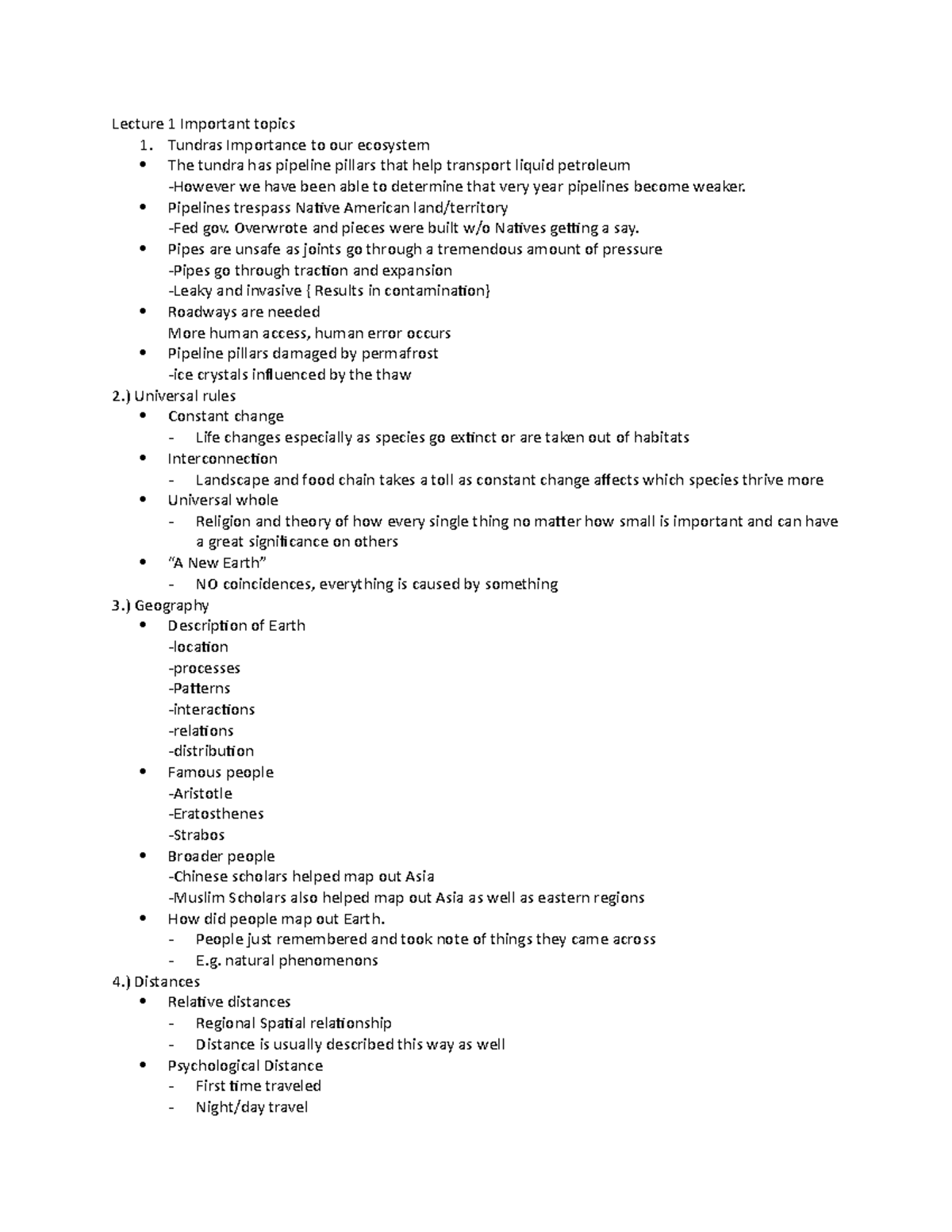 Document - Week 4 - Lecture 1 Important topics 1. Tundras Importance to ...