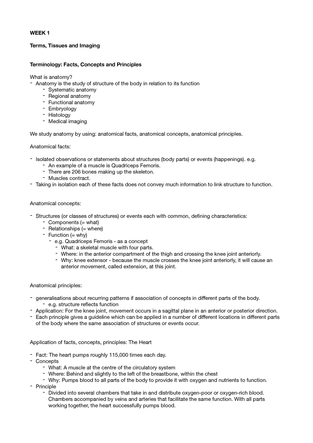 HBB Notes Week 1 PDF - WEEK 1 Terms, Tissues and Imaging Terminology ...