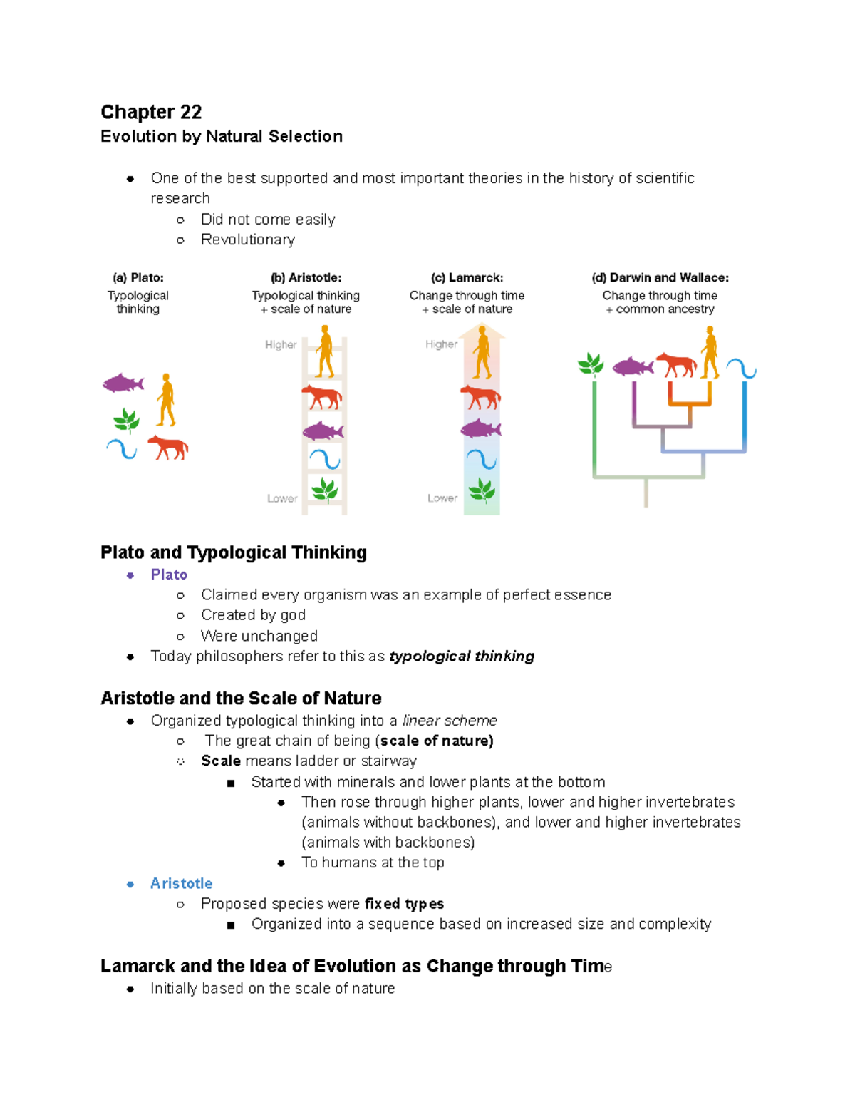 BIO 113 Chapters 22 and 23 Notes - Chapter 22 Evolution by Natural ...