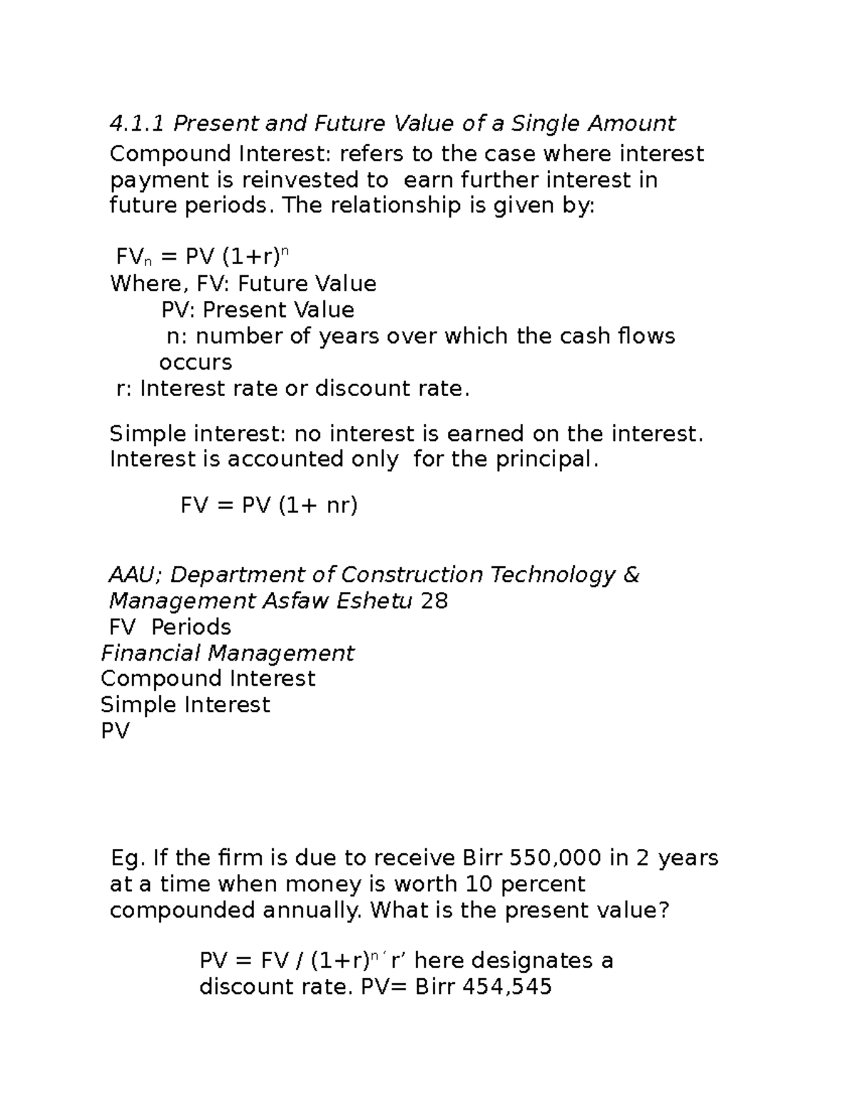 Part 11 Present Value Financial Management Lecture Note Part 11 4 1 Present And Future Value Part 11 Present Value Financial Management Lecture Note Part 11 4 1 Present And Future Value