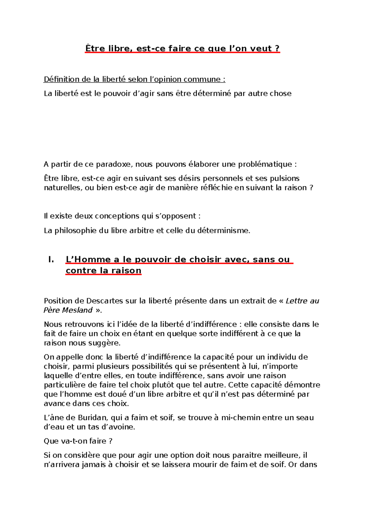 La Liberté Être libre, estce faire ce que l’on veut? Définition de
