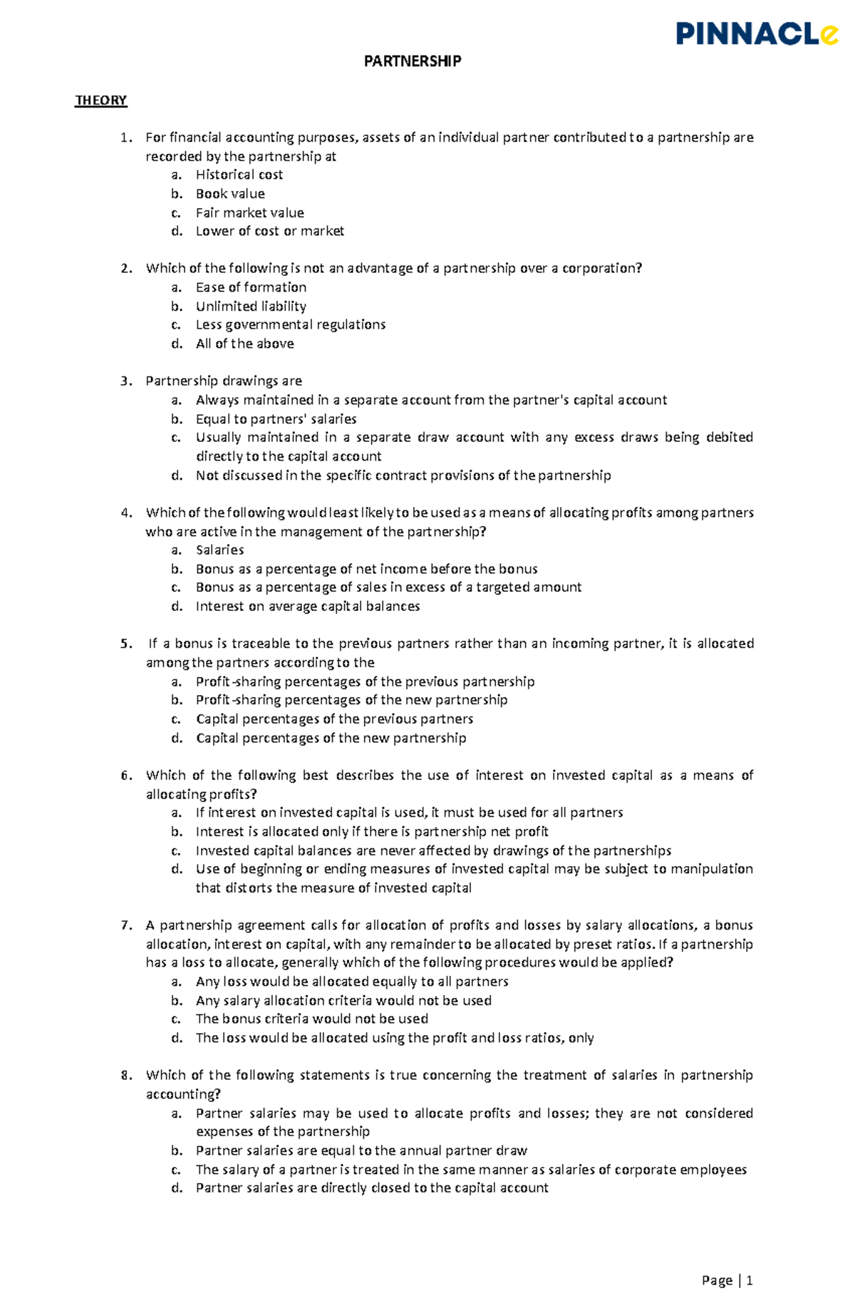 Module-1-Partnership - THEORY For financial accounting purposes, assets ...