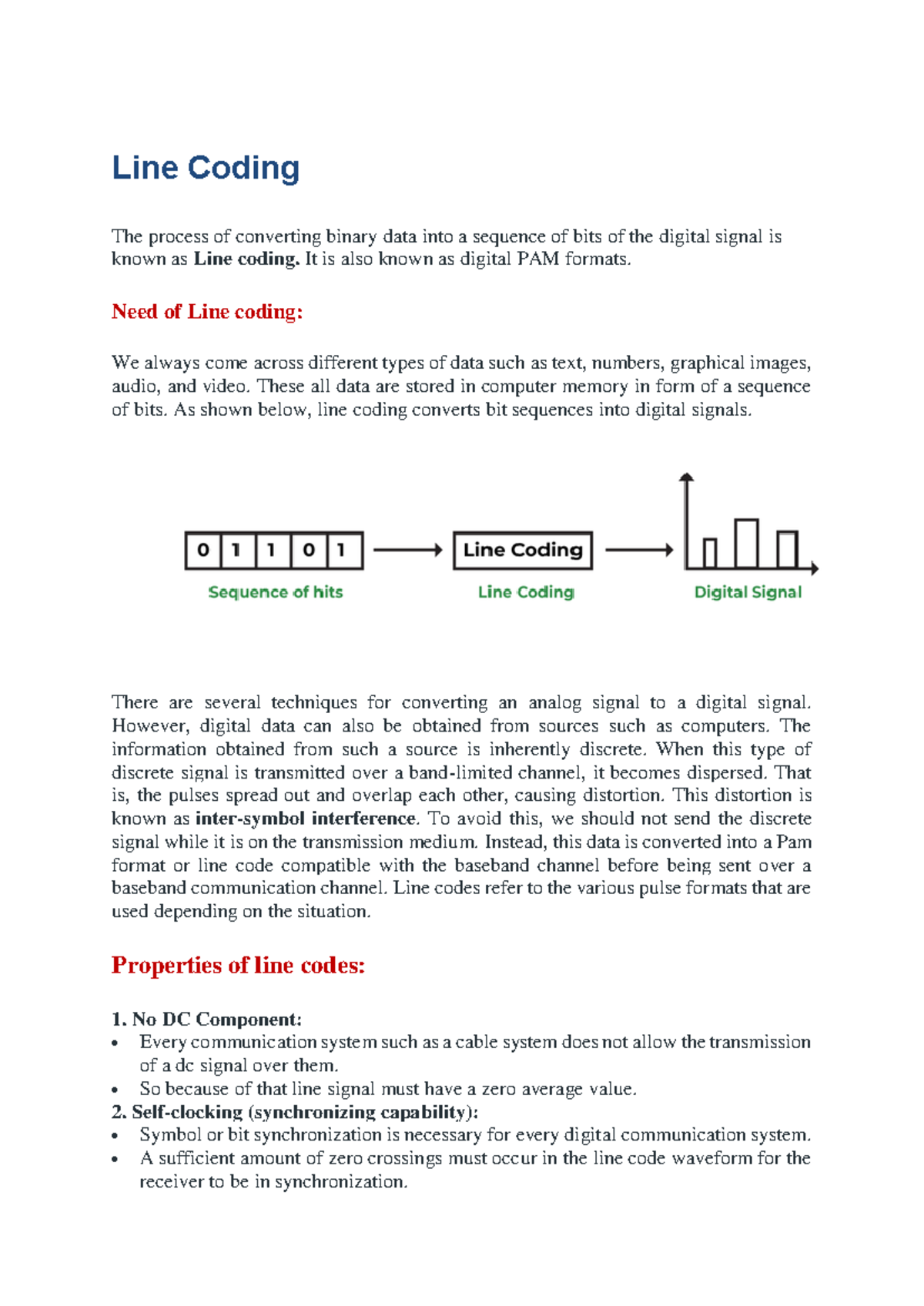 Line Coding - It is also known as digital PAM formats. Need of Line ...