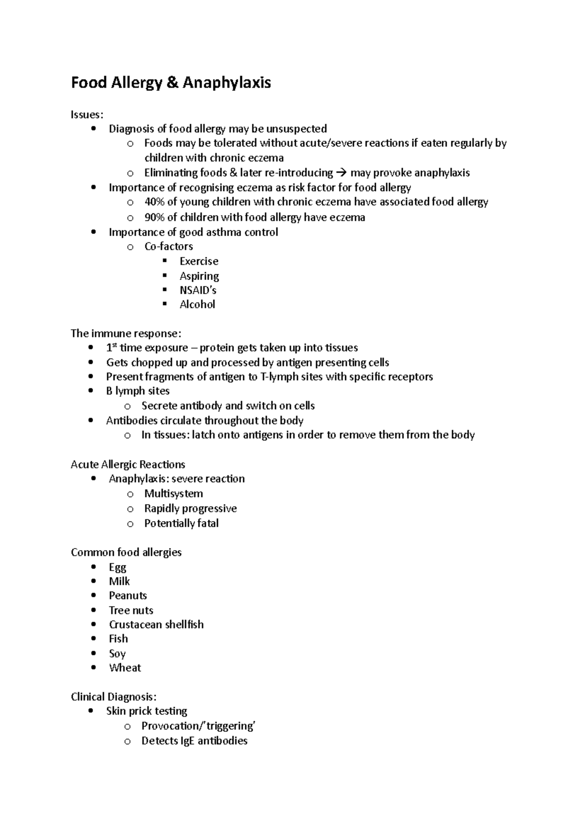 Food Allergy & Intolerance Notes - Food Allergy & Anaphylaxis Issues ...