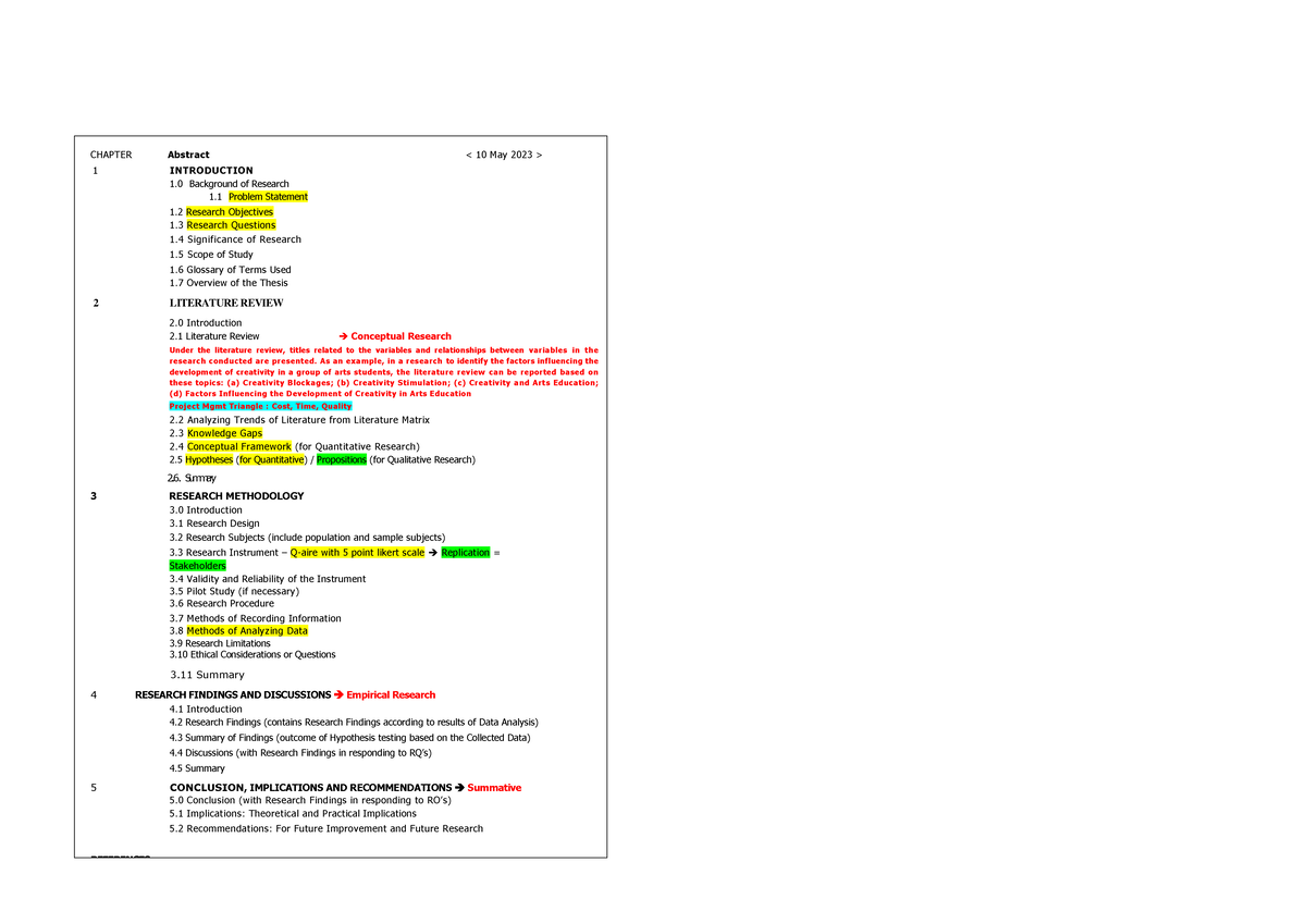 5 Chapters of Thesis Table of Contents - CHAPTER Abstract 1 ...