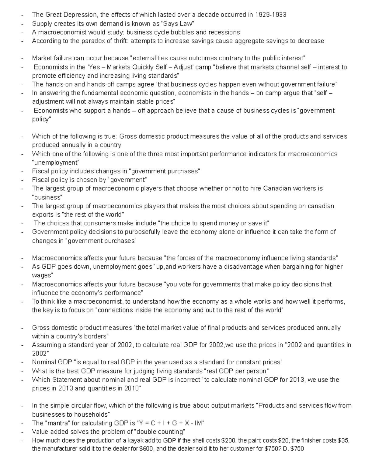 Econ Chapters 5-6 - Chapter questions - The Great Depression, the ...