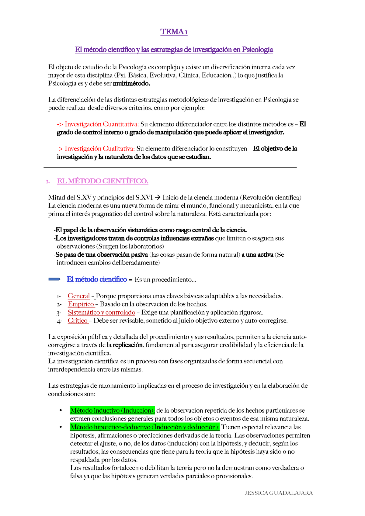 Fundamentos DE Investigación - TEMA 1 El Método Científico Y Las ...