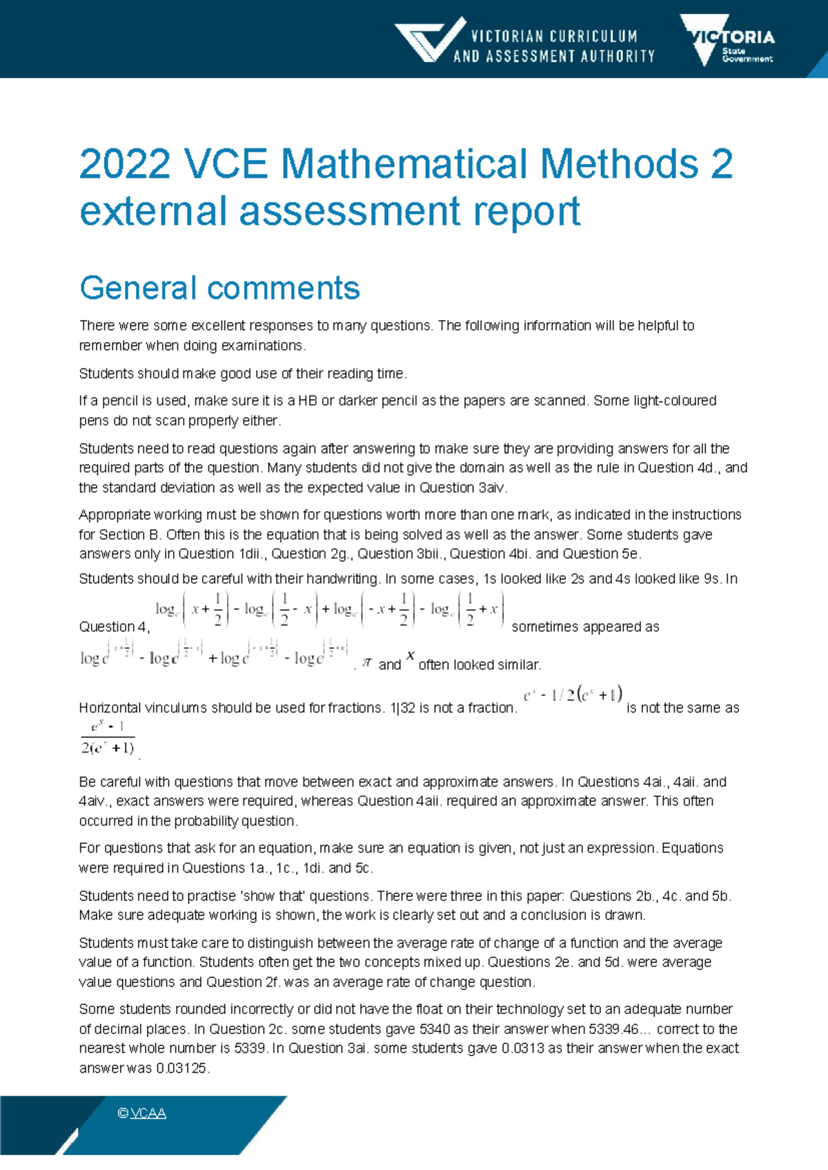 2022mm2-report - mm2 report - 2022 VCE Mathematical Methods 2 external ...