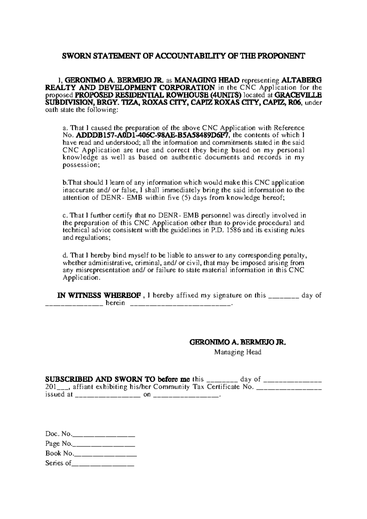 Cnc - pag-ibig - SWORN STATEMENT OF ACCOUNTABILITY OF THE PROPONENT I ...