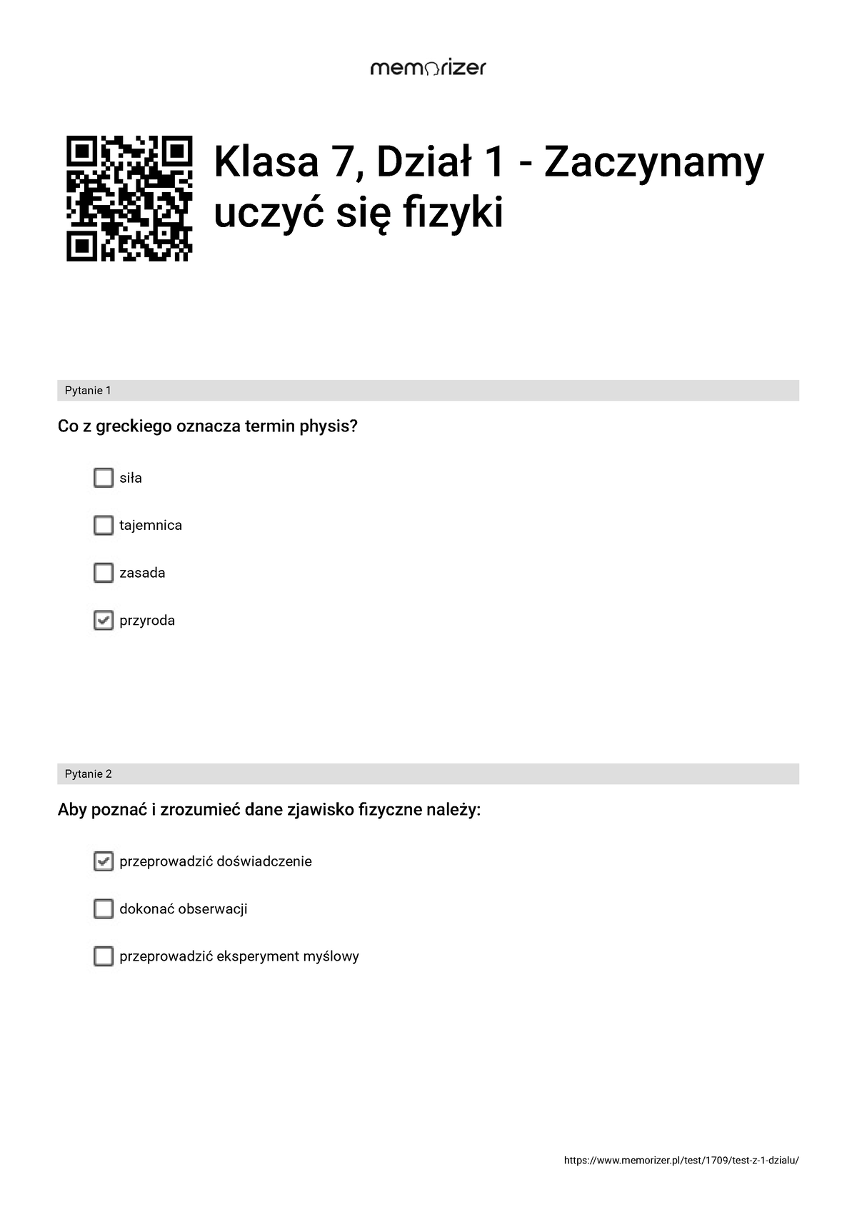 Klasa 7, Dział 1 - Zaczynamy Uczyć Się Fizyki - WYPEŁ Niony - Klasa 7 ...