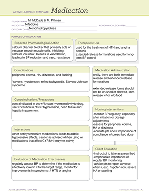 Hydralazine - ACTIVE LEARNING TEMPLATES TherapeuTic procedure A ...