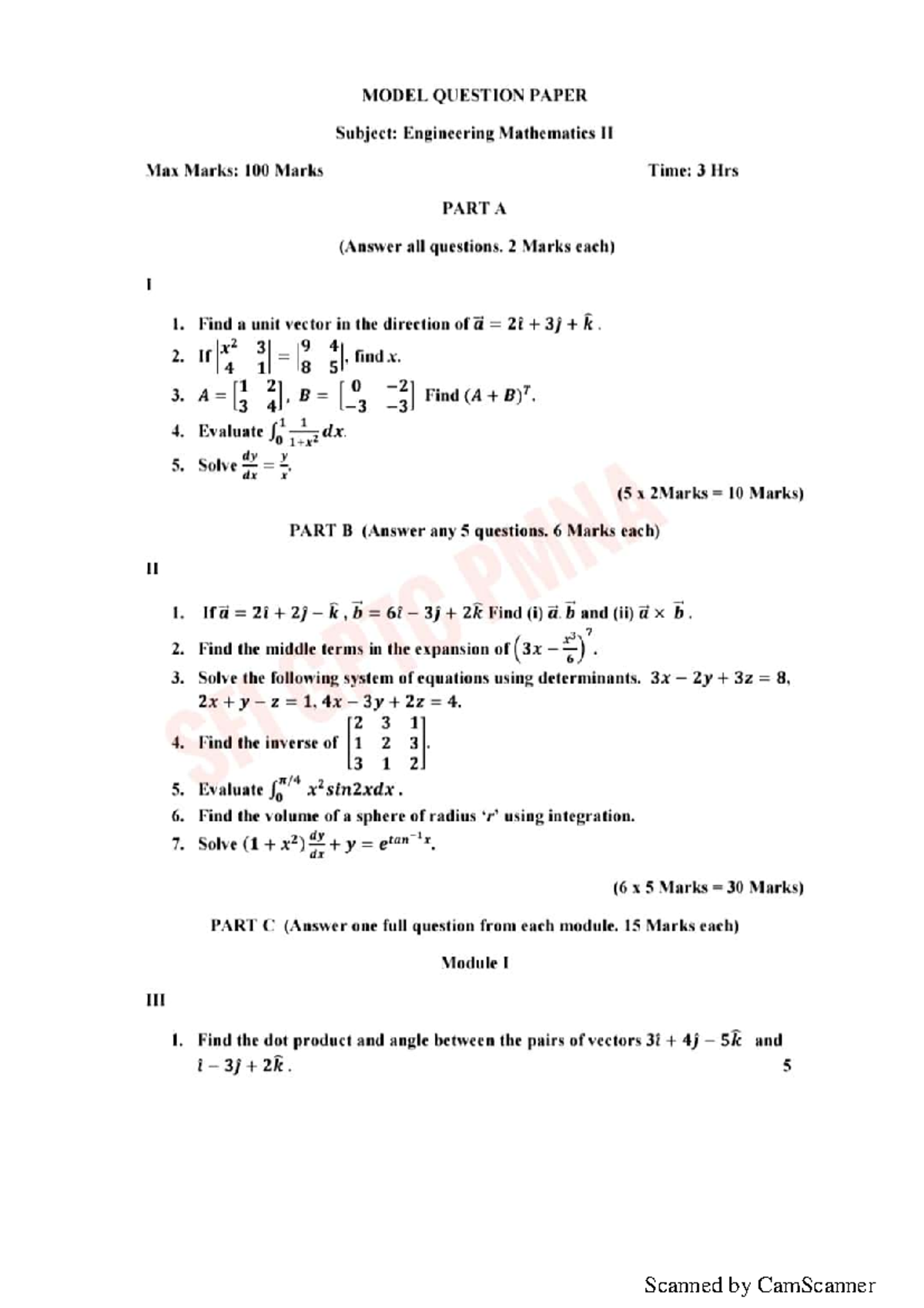 Maths Model QNS - 2nd semester mathematics - Basic Mathematics ...