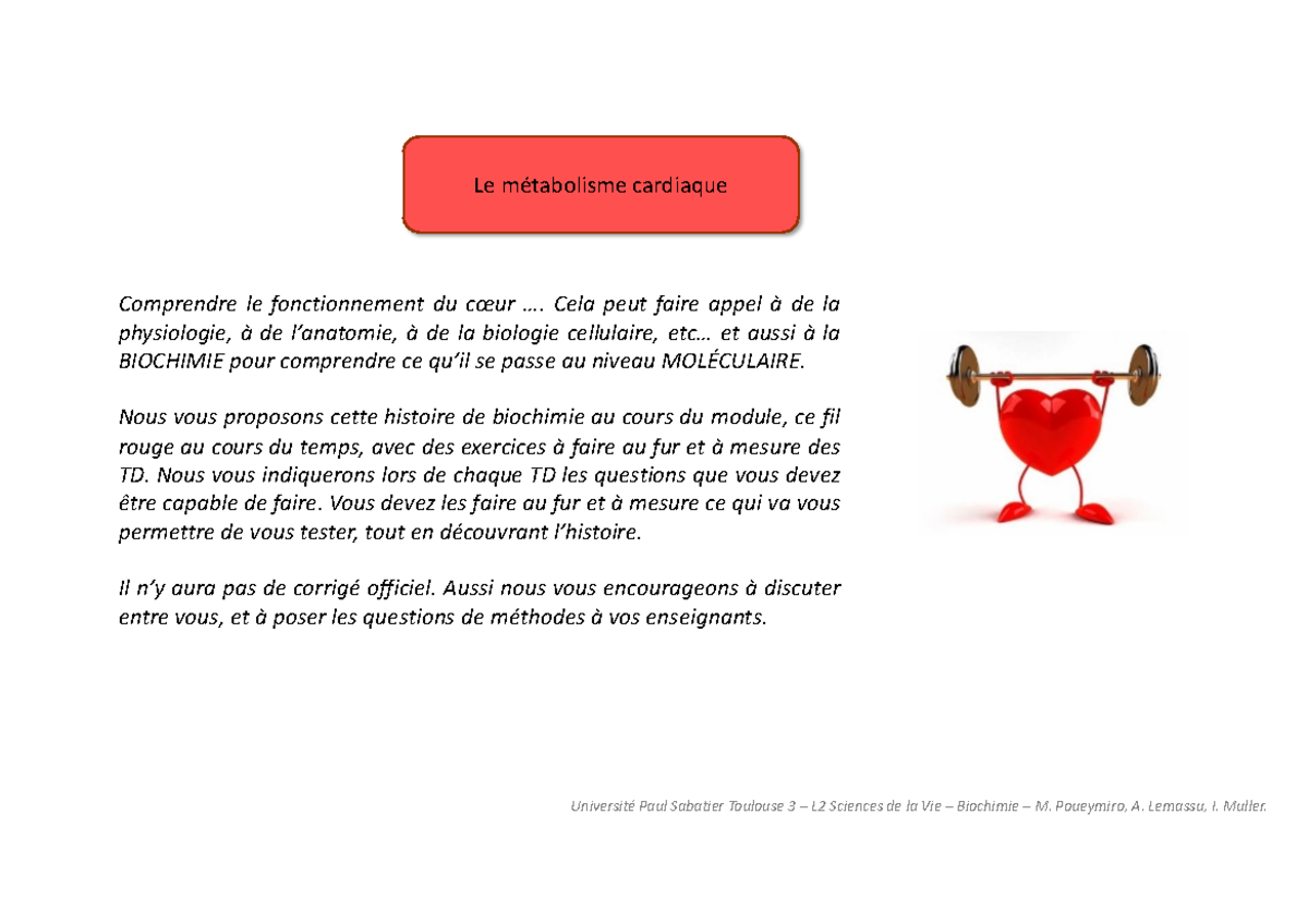 Fil rouge L2 2B2M - metabolisme - Comprendre le fonctionnement du cSur ...