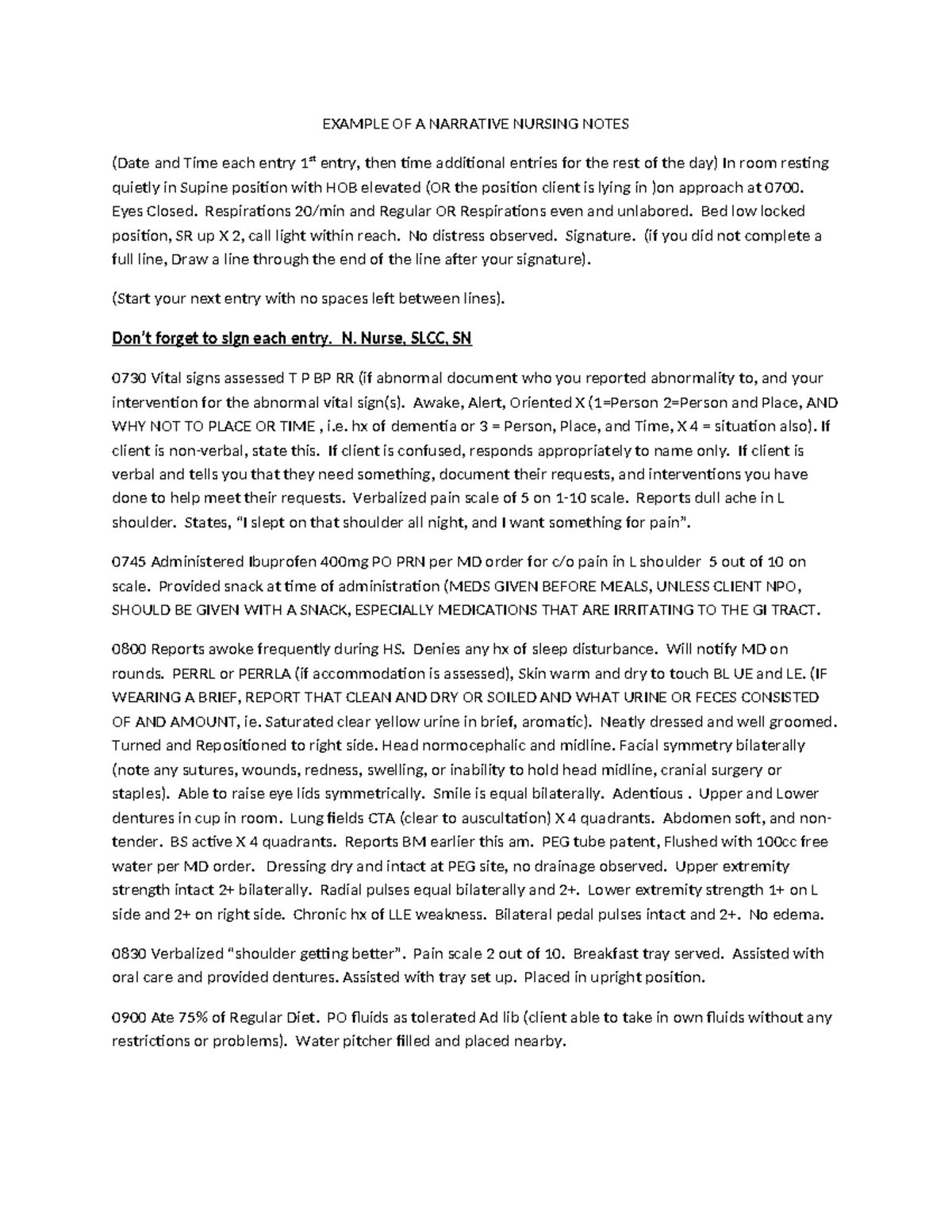Example+OF+A+ Narrative+ Nursing+NOTE-1 - EXAMPLE OF A NARRATIVE ...