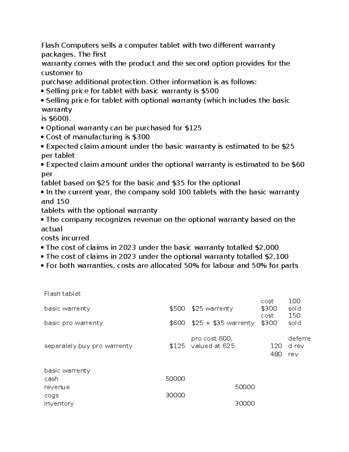 Bu387 ch3 - in class practice chapter 3 - Flash Computers sells a ...