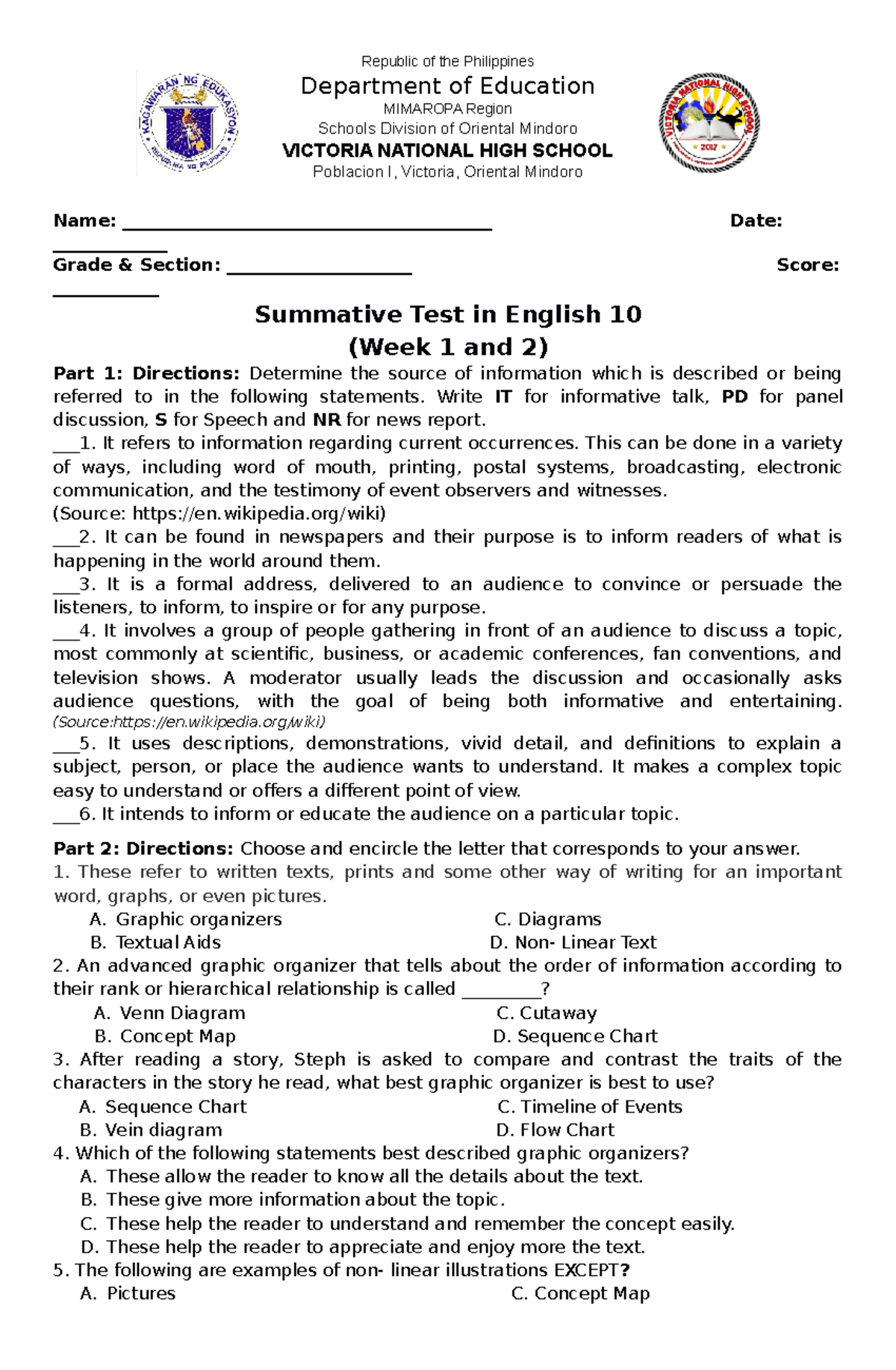 English+10+ Module+Q3+SY+2021-22 and Summative Test - Republic of the ...