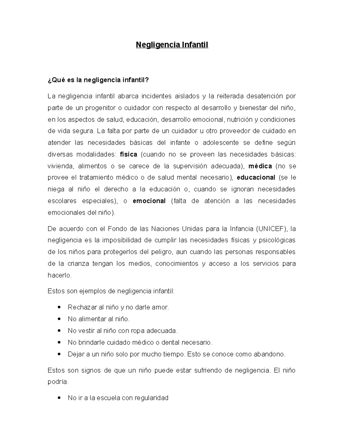 Negligencia Infantil - Negligencia Infantil ¿Qué es la negligencia ...