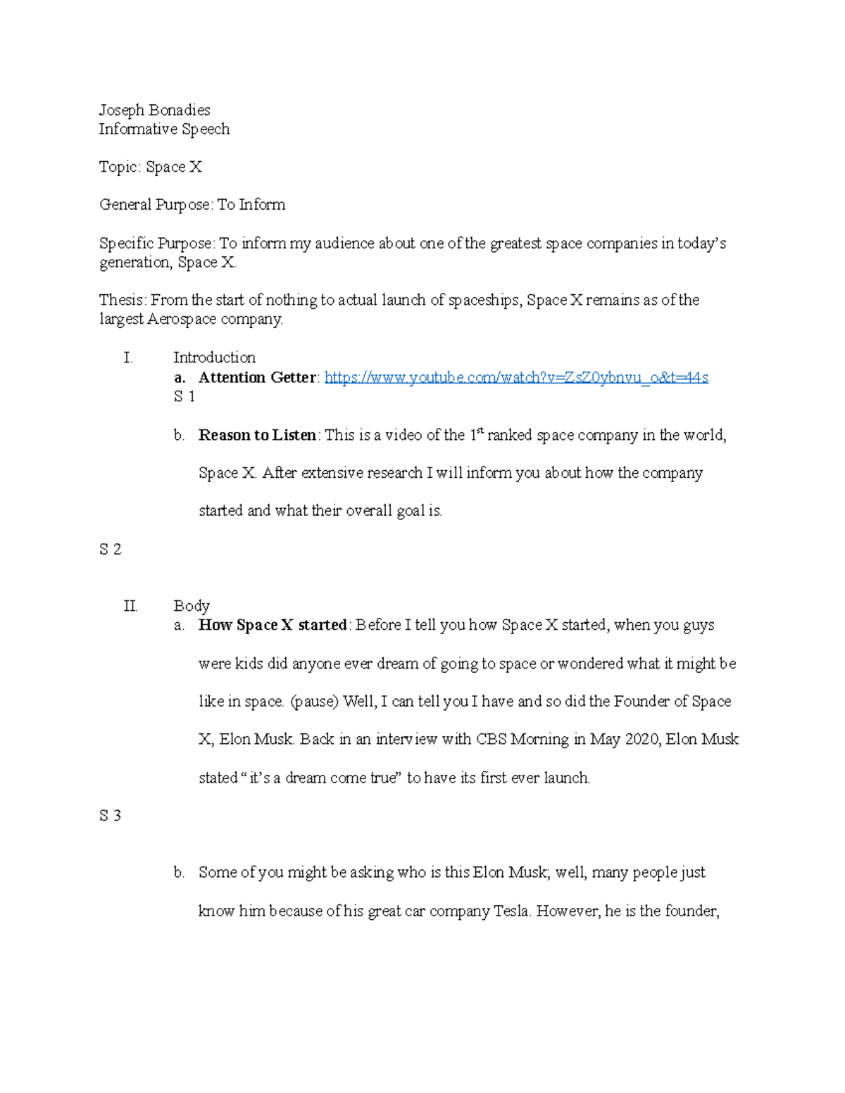 Informative Speech - Joseph Bonadies Informative Speech Topic: Space X ...