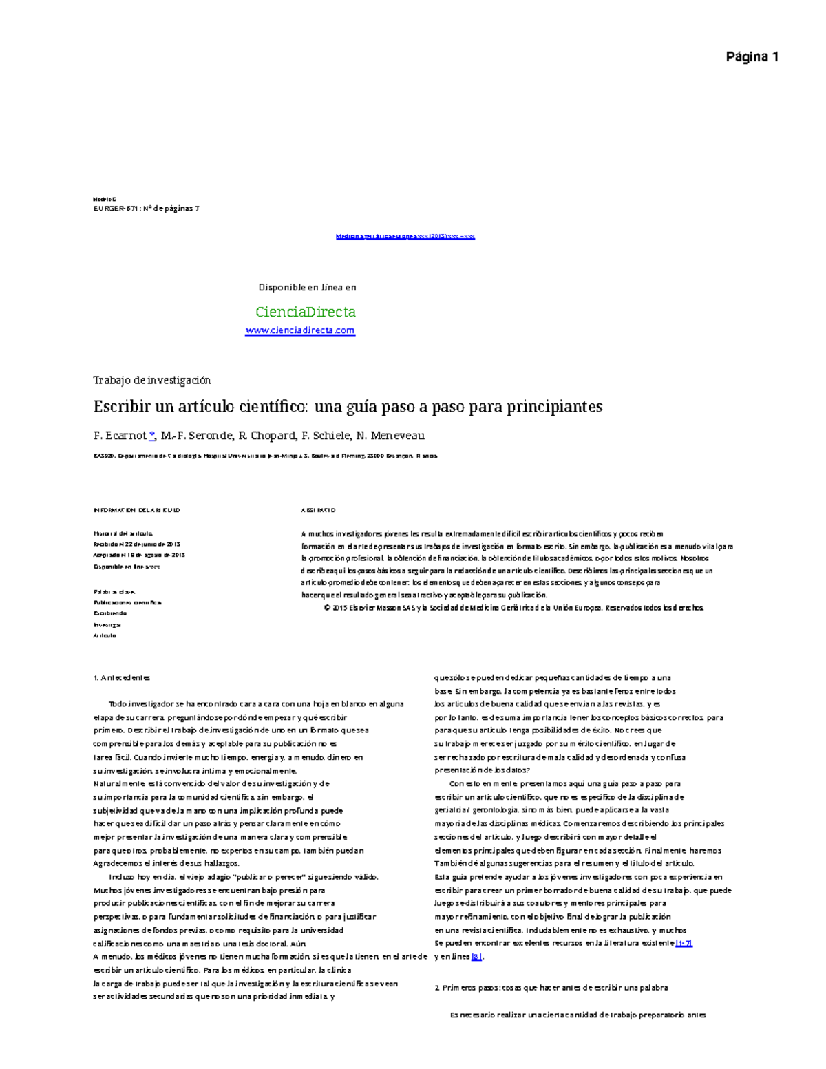 Escribir Un Artículo Científico Una Guía Paso A Paso Para Principiantes