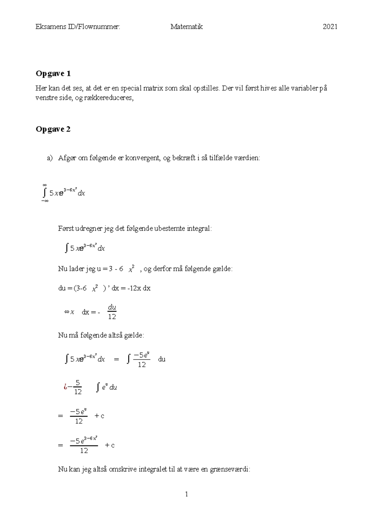 Matematik Eksamen 2021 - Eksempel - Opgave 1 Her Kan Det Ses, At Det Er ...