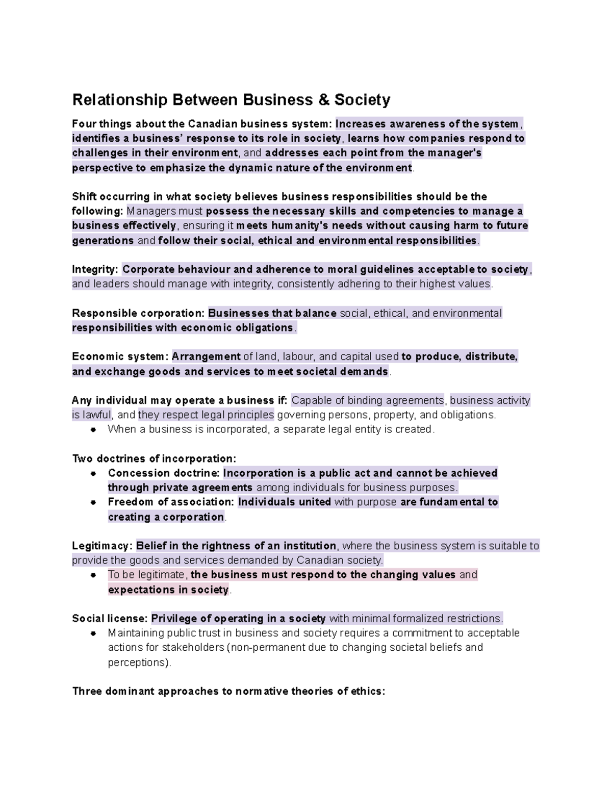 Business and Society Chapter 1 - Relationship Between Business ...