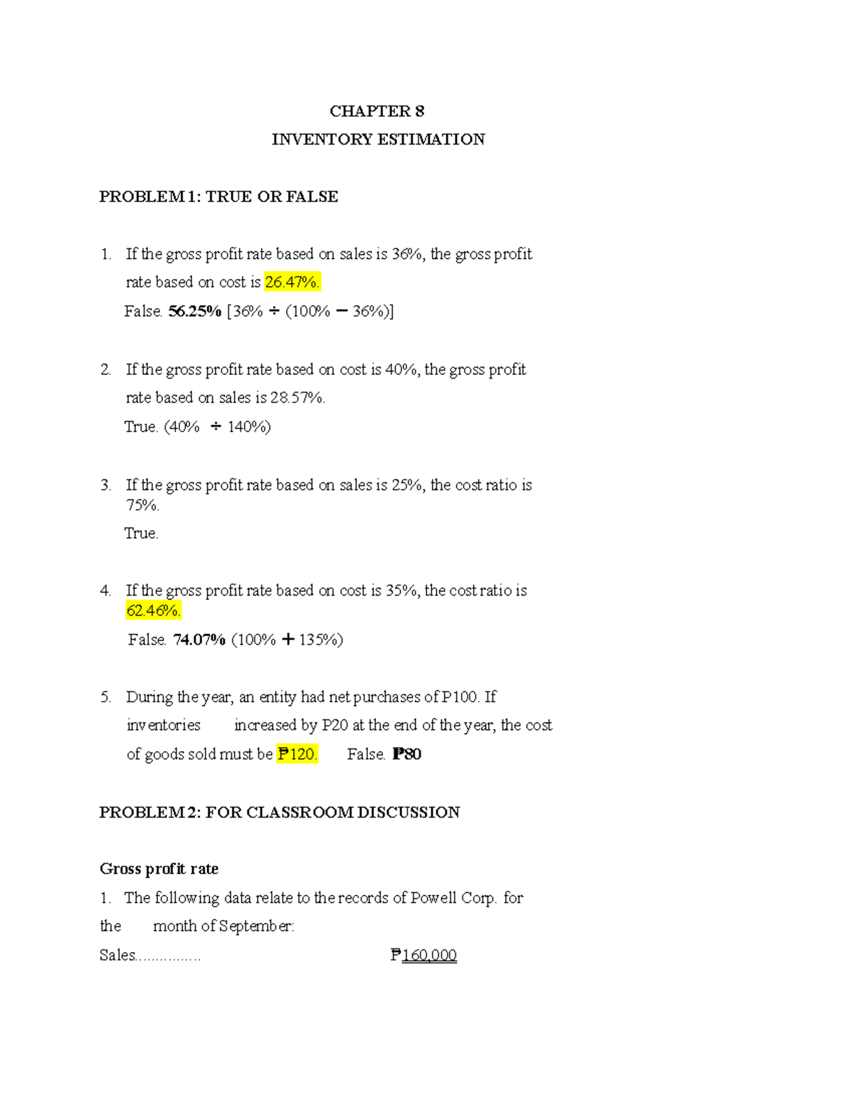 Austin-chapter-8 - Little Answer - CHAPTER 8 INVENTORY ESTIMATION ...