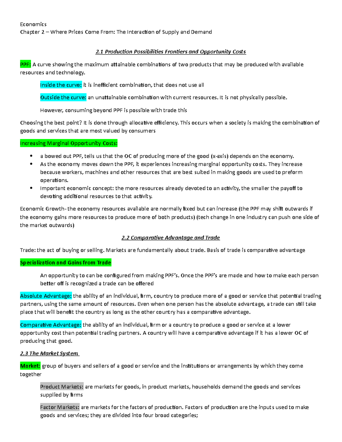 Economics Chapter 2 – Where Prices Come From: The Interaction of Supply ...