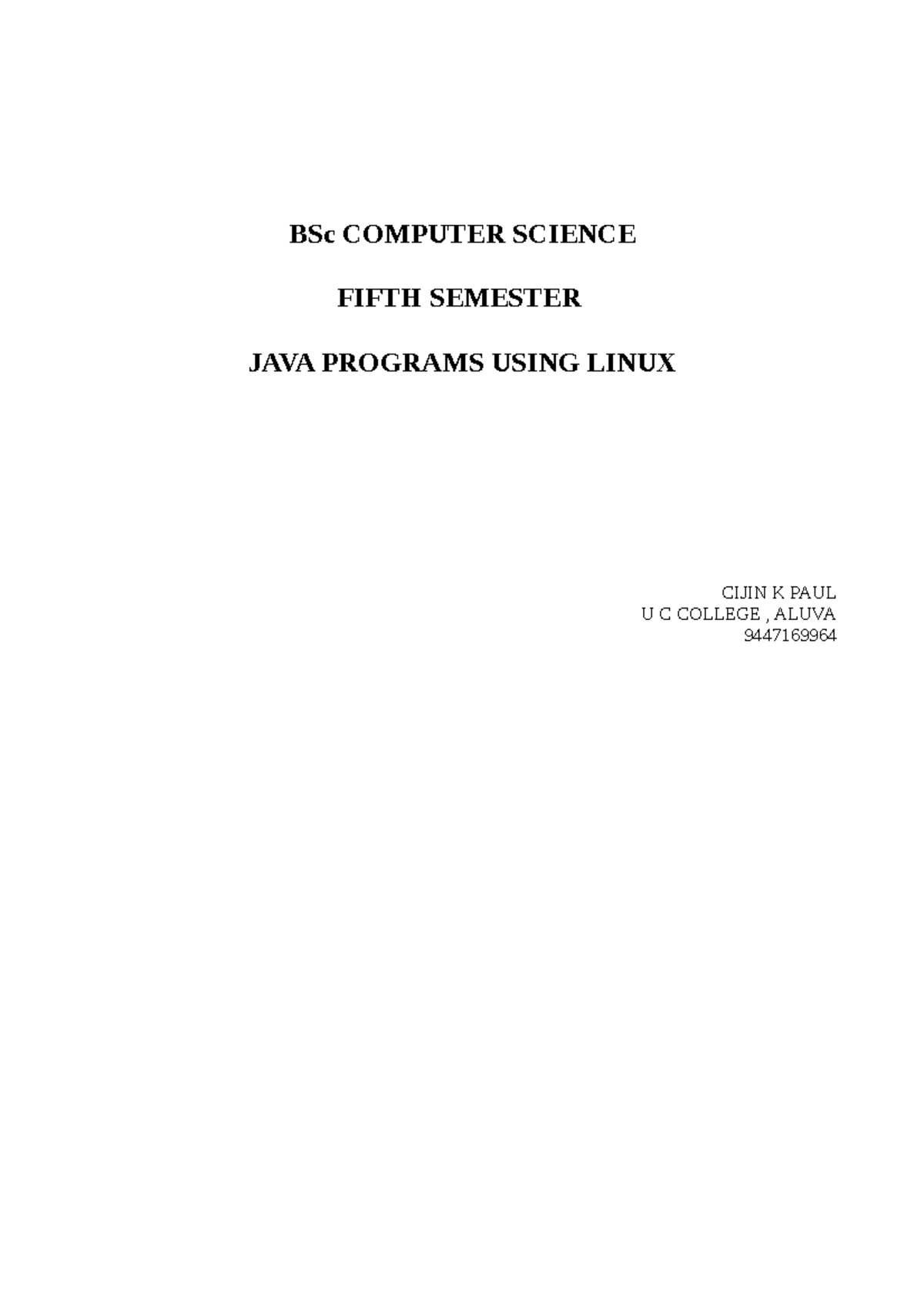LAB Manual - Java programs - BSc COMPUTER SCIENCE FIFTH SEMESTER JAVA ...