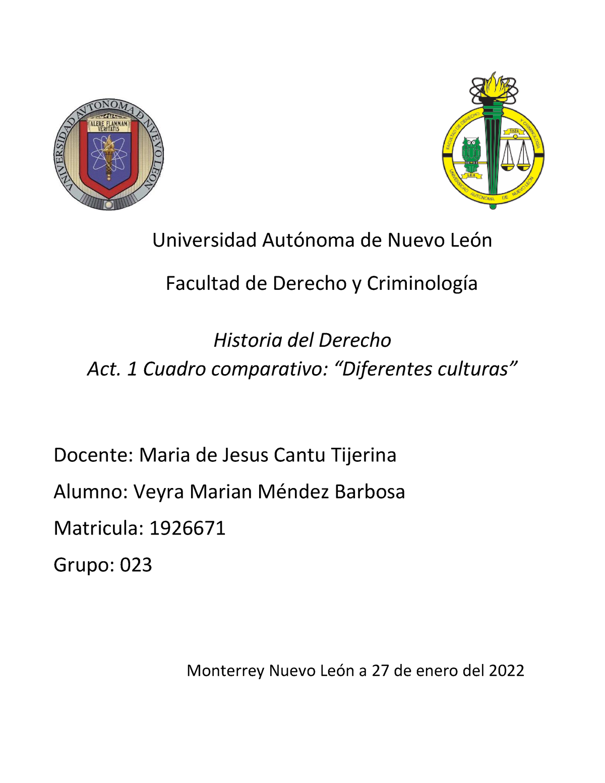 Act1 Hd Cuadro Comparativo Universidad AutÛnoma De Nuevo LeÛn Facultad De Derecho Y 1153