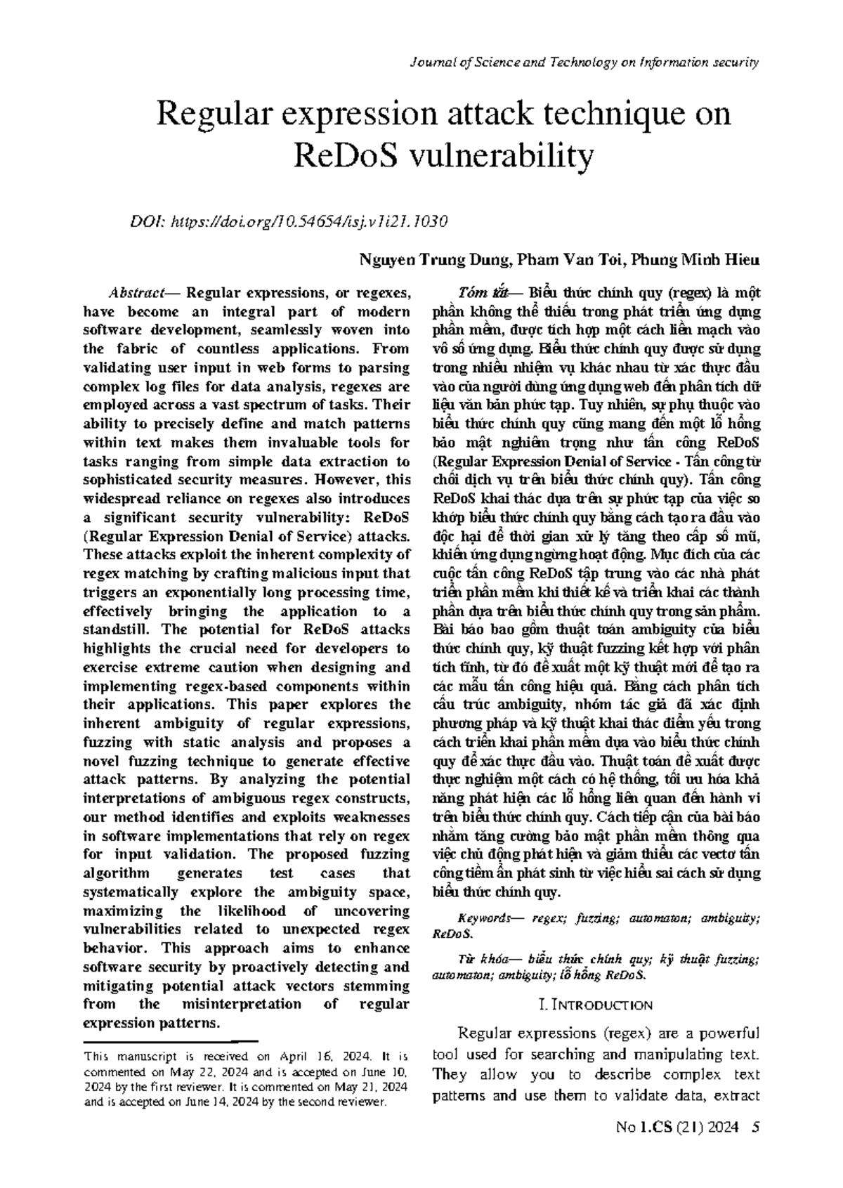 Regular expression attack technique on Re Do S - This manuscript is ...