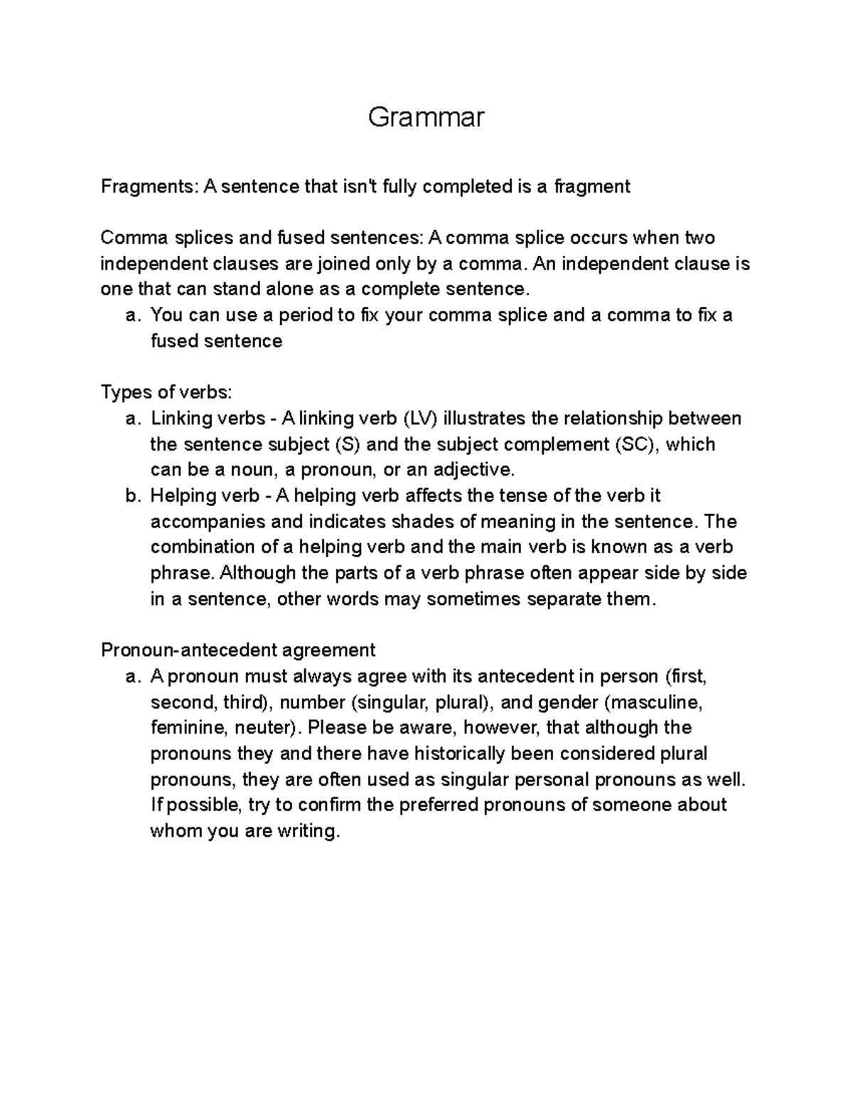 Grammer - Grammar - Grammar Fragments: A sentence that isn't fully ...
