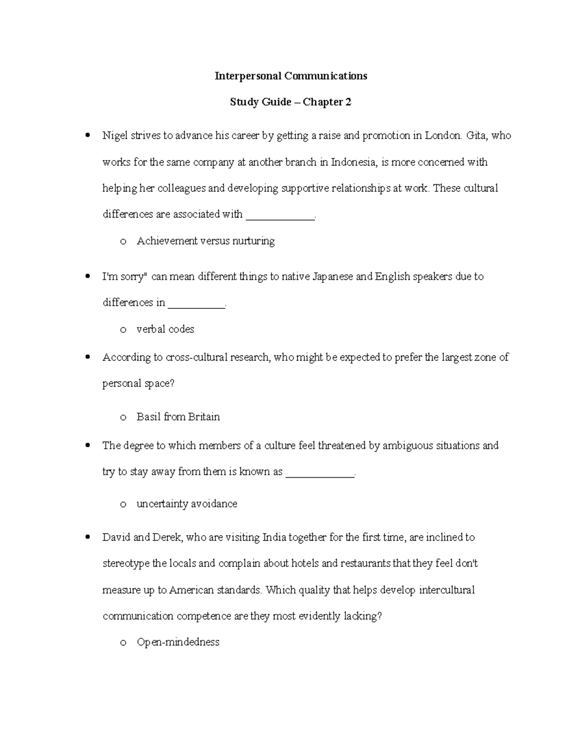 Interpersonal Communications - Chapter 2 Study Guide - Interpersonal ...