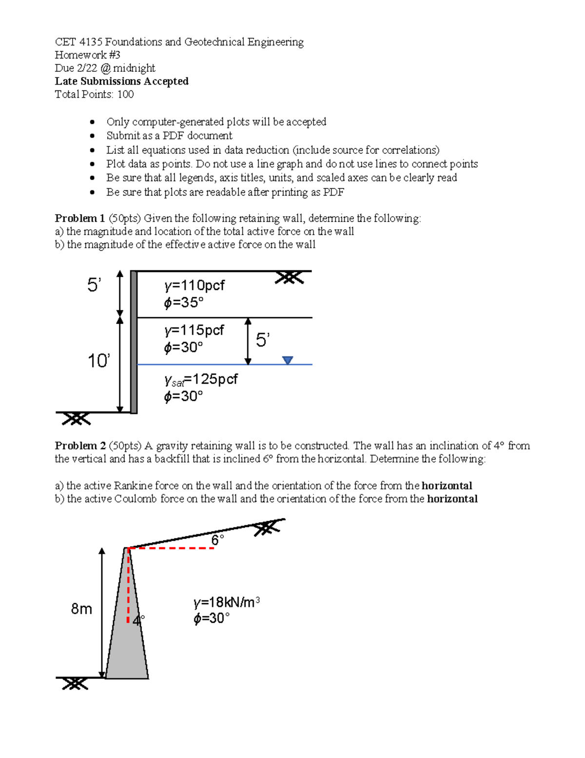 Homework+3 - CET 4135 Foundations and Geotechnical Engineering Homework ...