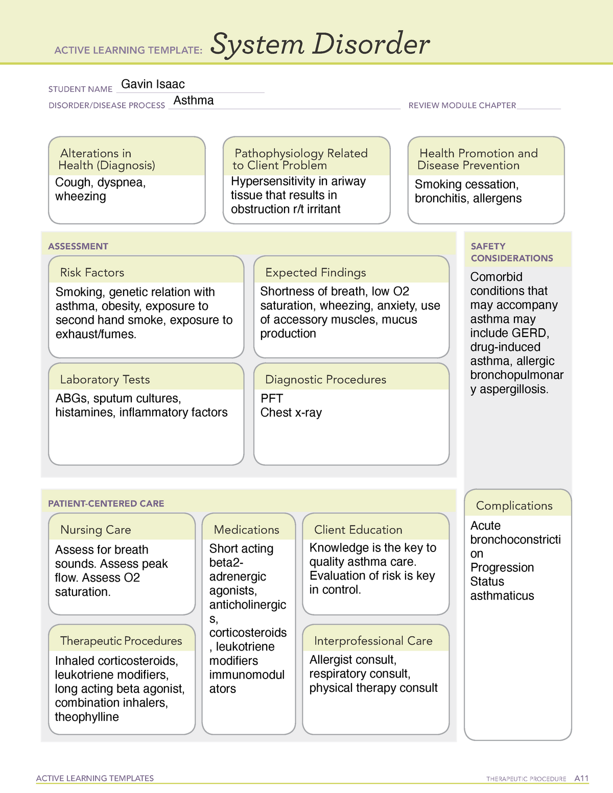 Disorder Asthma Active Learning Template ACTIVE LEARNING TEMPLATES