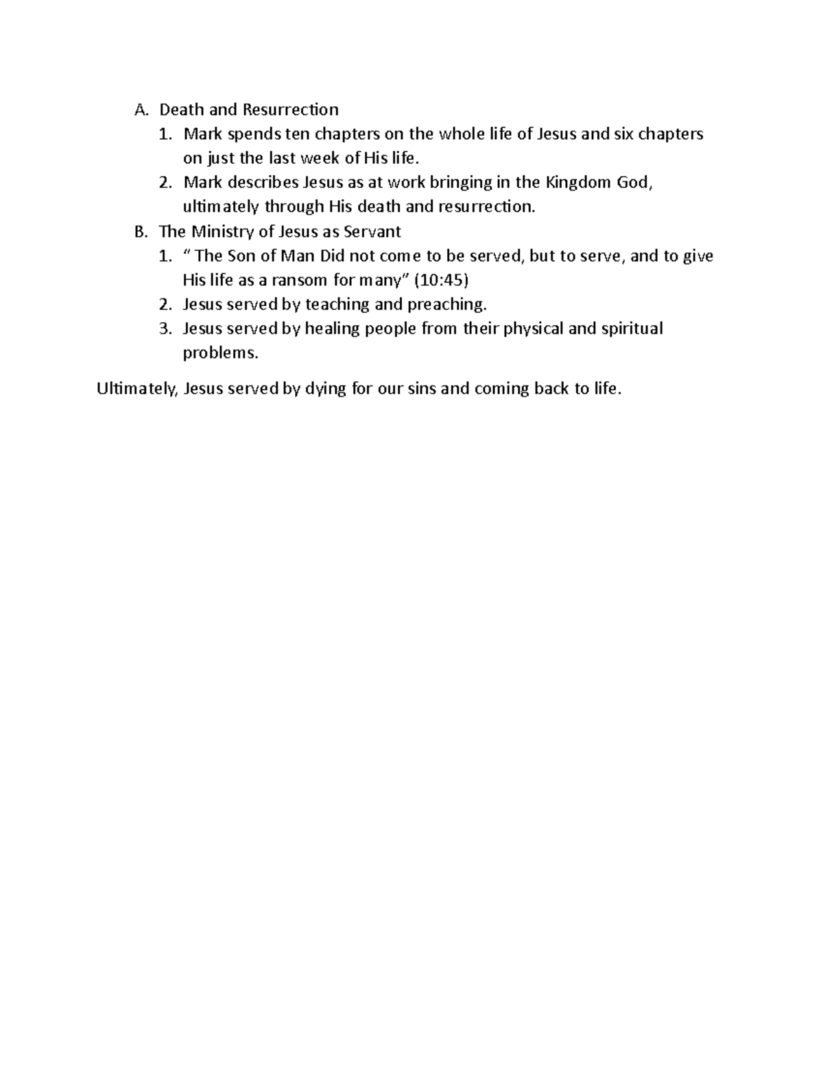 N.T. 5 - New Testament Lecture Notes, Chapter 1 - A. Death and ...