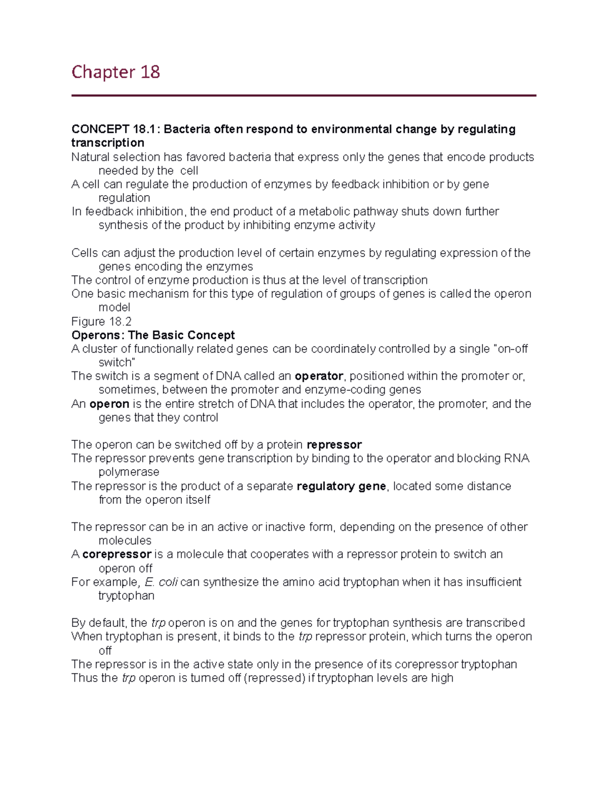 Chapter 18 - Chapter 18 CONCEPT 18: Bacteria often respond to ...