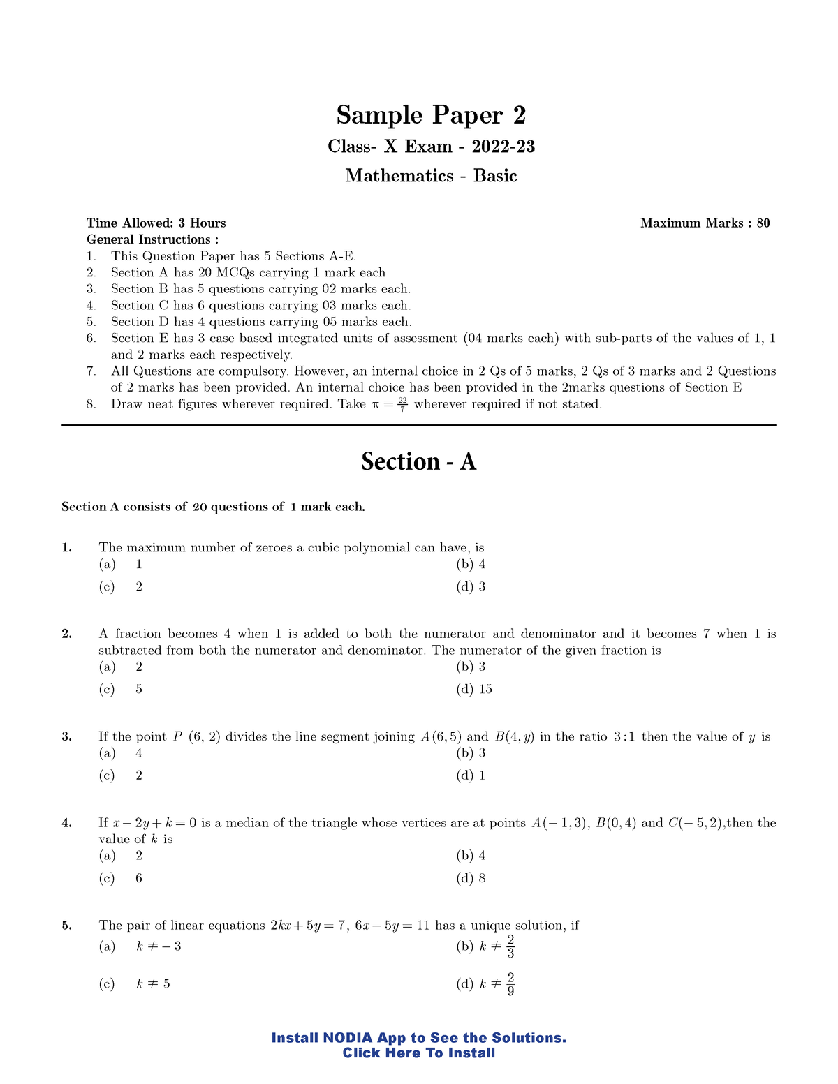 Class 10 Nodia English Sample Paper Solutions